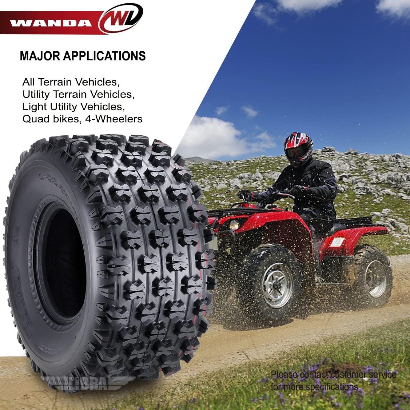 WANDA 4 Sport ATV tires 22x7-10 & 22x10-9 01-09 fit for Honda TRX 250EX 300EX GNCC Race