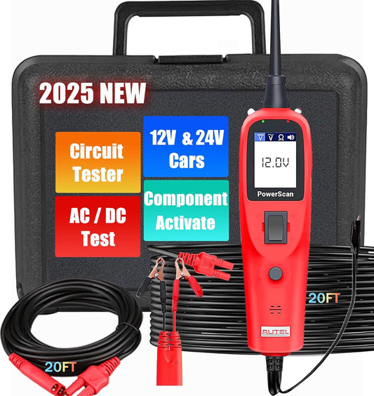 Autel PowerScan PS100 Power Circuit Probe Scan Tool Automotive Circuit Tester, Read AC DC Resistance 12-24V Electrical Short/Open Circuit Finder, Relay Tester with 20ft Extension Cable