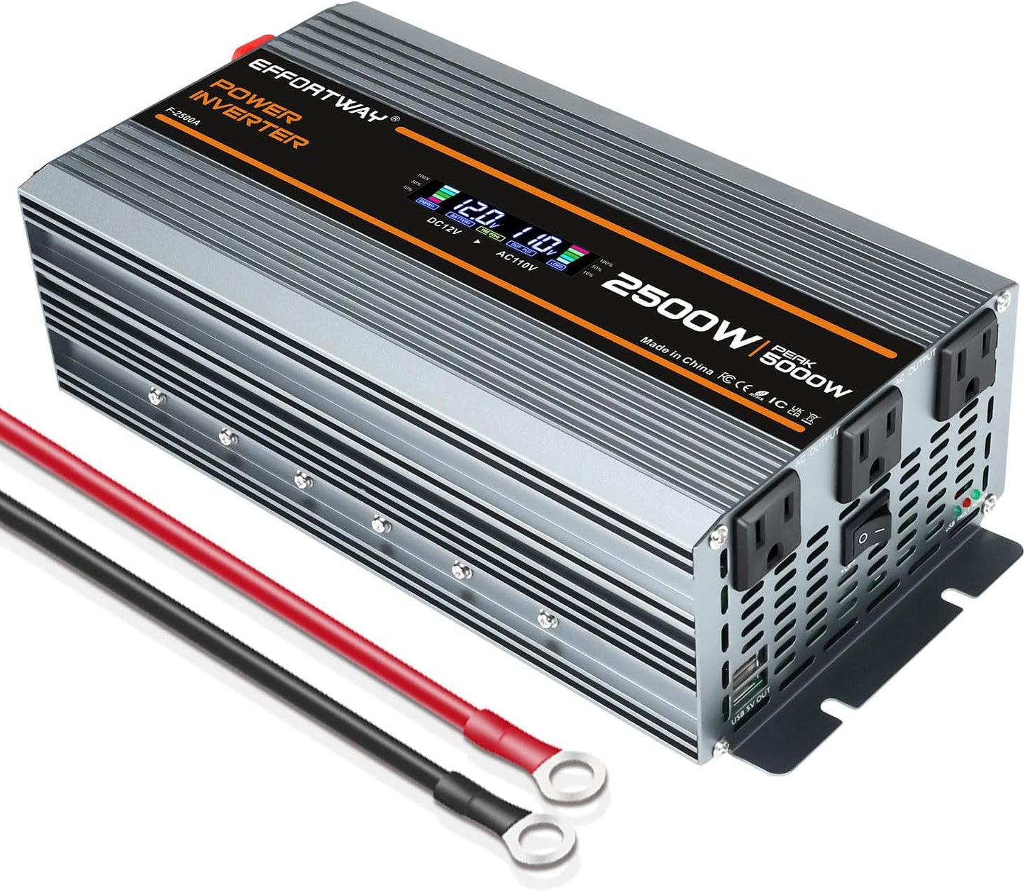 2000W Power Inverter 4000W (Peak). 12V DC to 110V/120V AC Converter with LCD Display, 2 AC outlets, 2 USB, 2000w Inverter for Camping RV Travel Outdoor Truck Off-Grid Solar inverters
