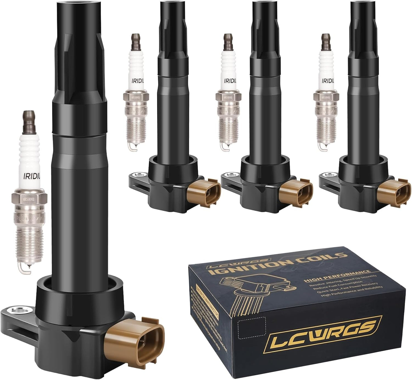 Set of 4 Ignition Coil Pack and Spark Plugs Fits for 2010 2011 2012 2013 Suzuki SX4 SX 4 Grand Vitara Kizashi Coils Spark Plugs Replaces# UF634 5C1789