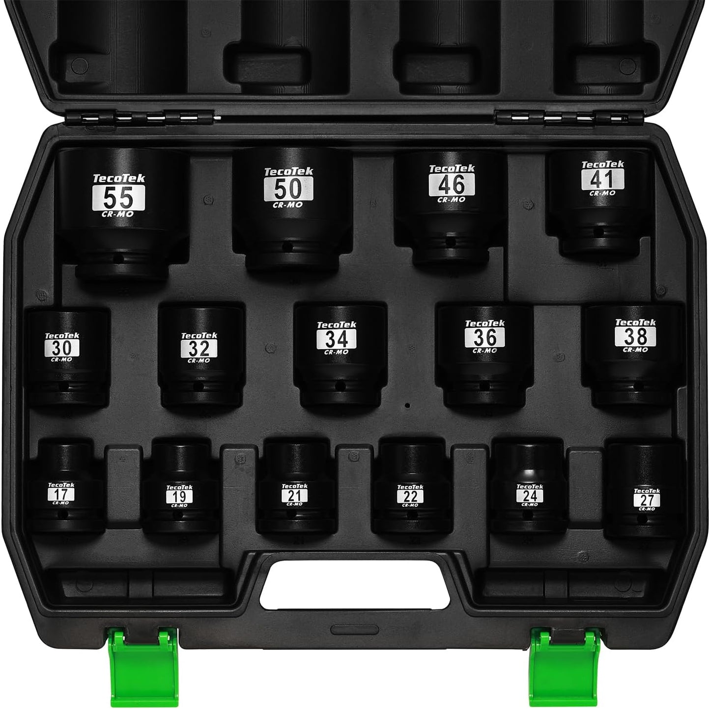 3/4" Drive Shallow 6-Point Impact Socket Set, 15-Piece Heavy Duty Impact Socket Set, CR-MO, Metric (17mm to 55mm), Enhanced Storage Case