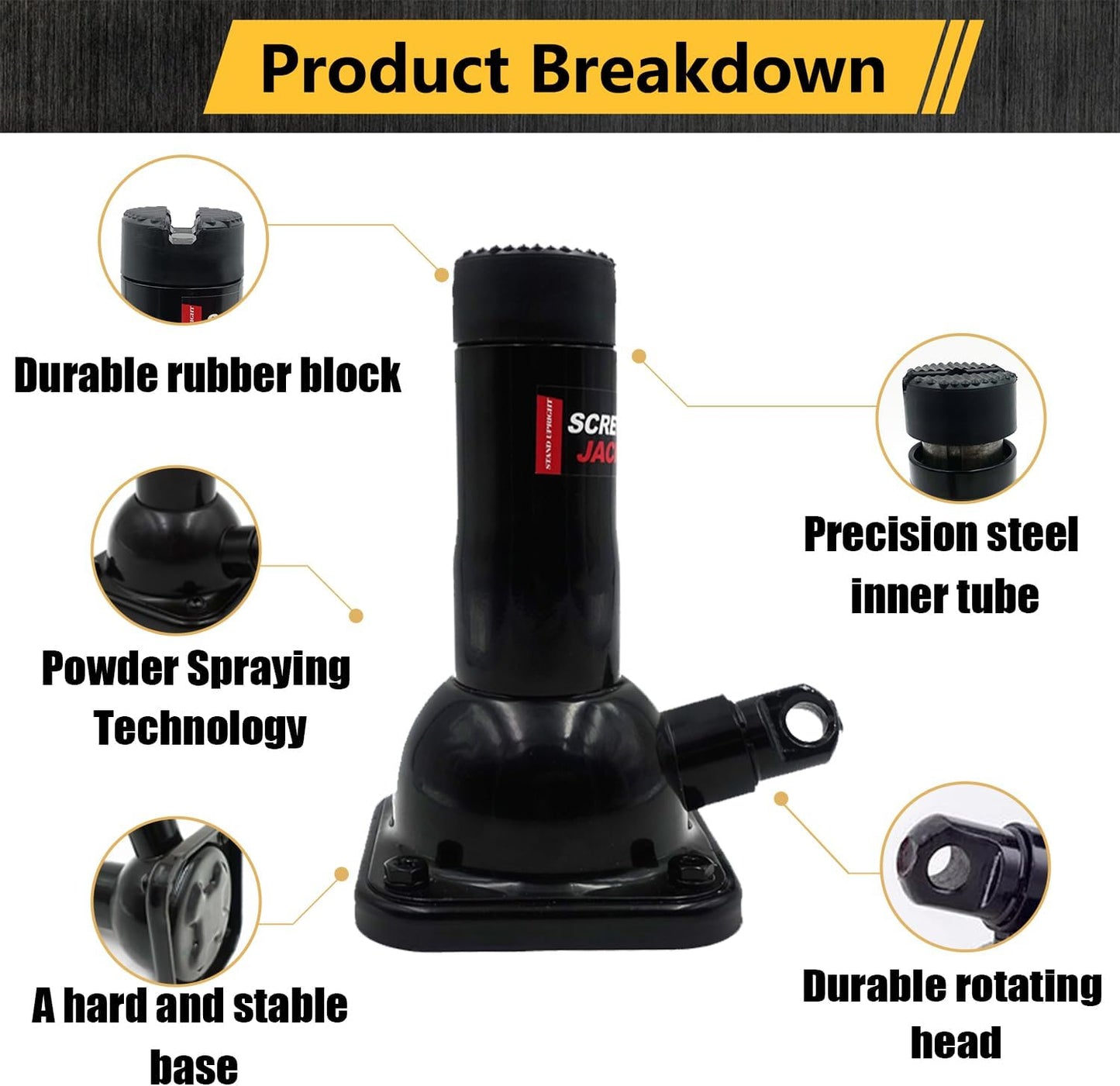 Car Jack 2 Ton (4,000 lb) Capacity Spiral Jack for Pickup Truck, Screw Jacks for Car Lift or Jack Stands, Tire Jack Fit for Ford F150 Truck Chevy Silverado Dodge Ram 1500 (Black)