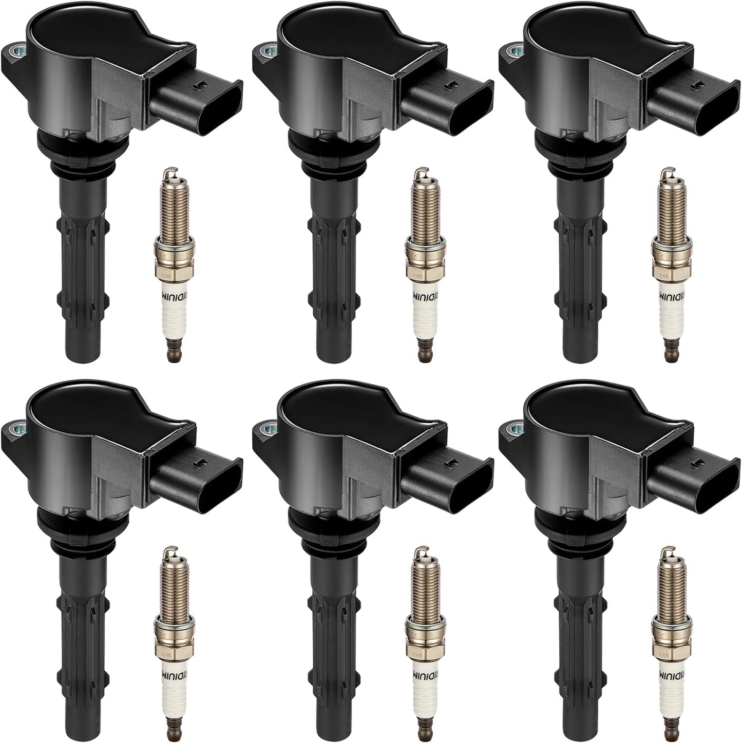 BDFHYK Ignition Coil Pack UF807 and Iridium Spark Plugs 93175 Compatible with Chrysler Pacifica Dodge Durango Jeep Grand Cherokee Wrangler Ram 1500 3.6L V6 68223569AB LKR7DIX-11S, Sets of 6