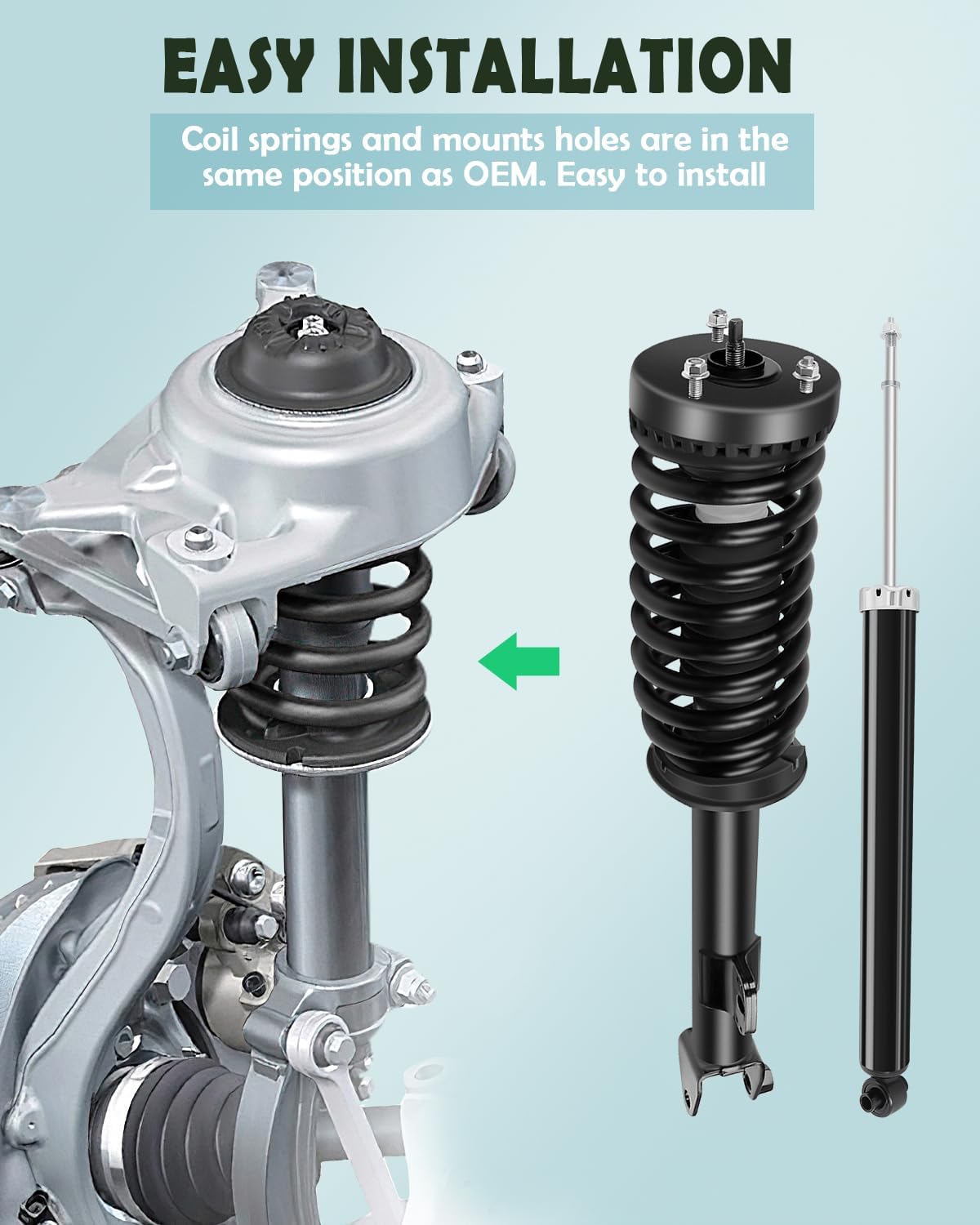 SCITOO Front and Rear Shock Absorber Assembly Fit for 2005-2010 for Chrysler 300, 2006-2010 for Dodge Charger, Complete Shock and Strut Assembly Kit Fit for 172248 5797 4PCS