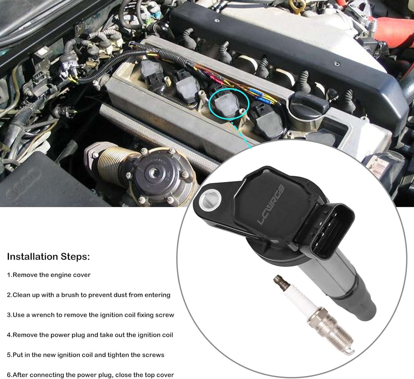 Set of 4 Ignition Coil Pack and Spark Plugs Fits for 1.8 Toyota Corolla Prius Matrix 2009 2010 2011 2012 2013 2014 2015 2016 2017 Spark Plugs Coils 1.8L Replaces UF596 UF619 9091902258