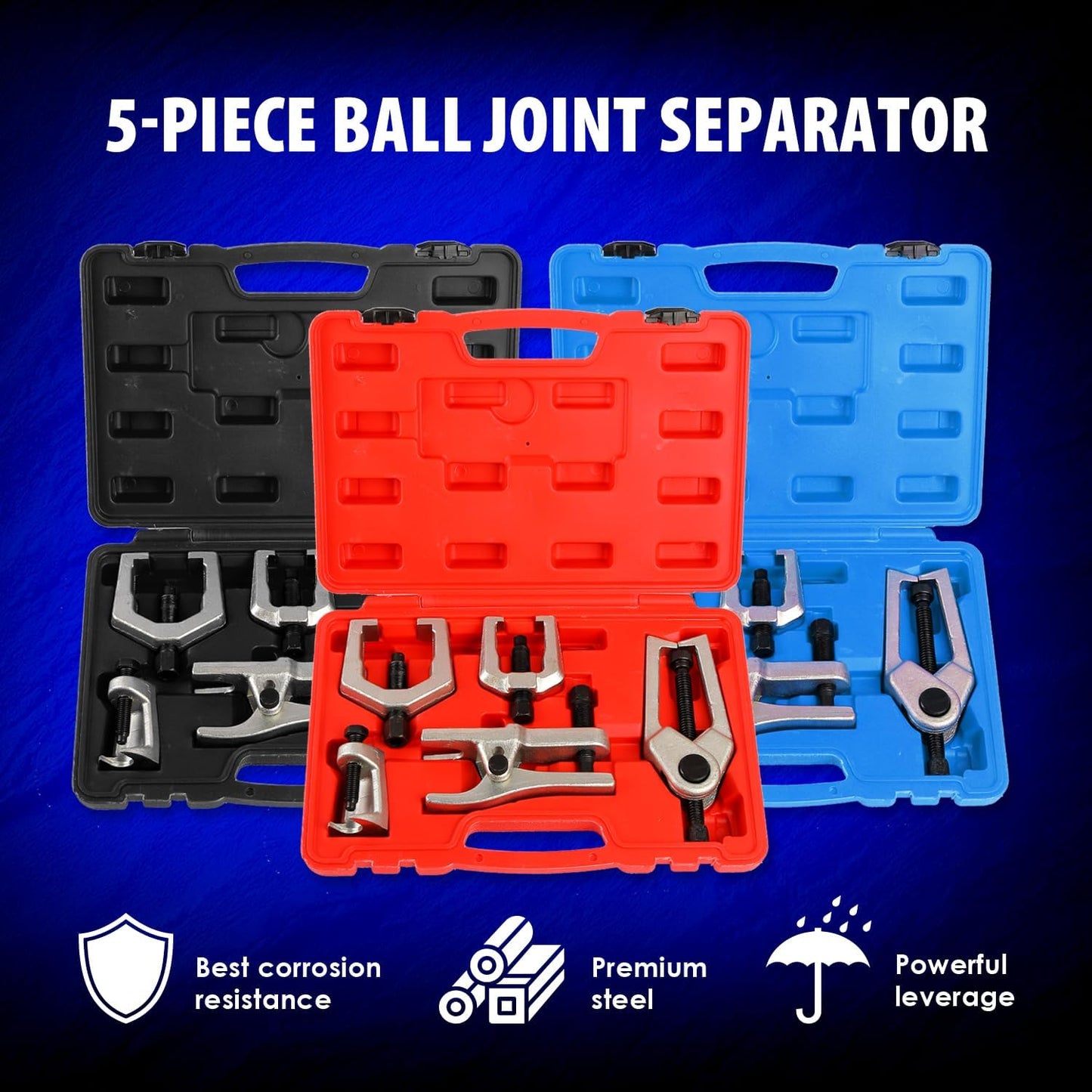 5pc Ball Joint Separator, Splitter Removal Kit, Ball Joint Removal Tool Set Pitman Arm Puller, Tie Rod End Tool Set for Front End Service(red)