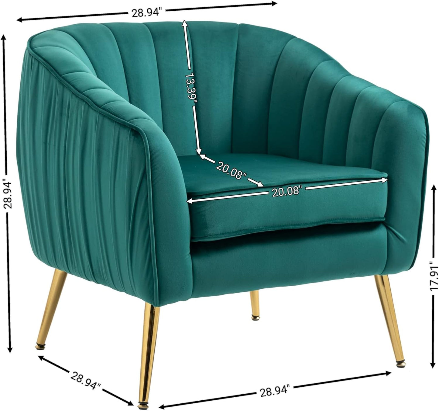 Yoluckea Modern Velvet Tub Barrel Chair with Ottoman Mid Century Upholstered Single Sofa Armchair Comfy Accent Living Room Chair with Ottoman Footrest Set for Bedroom Reading Room -Christmas Green