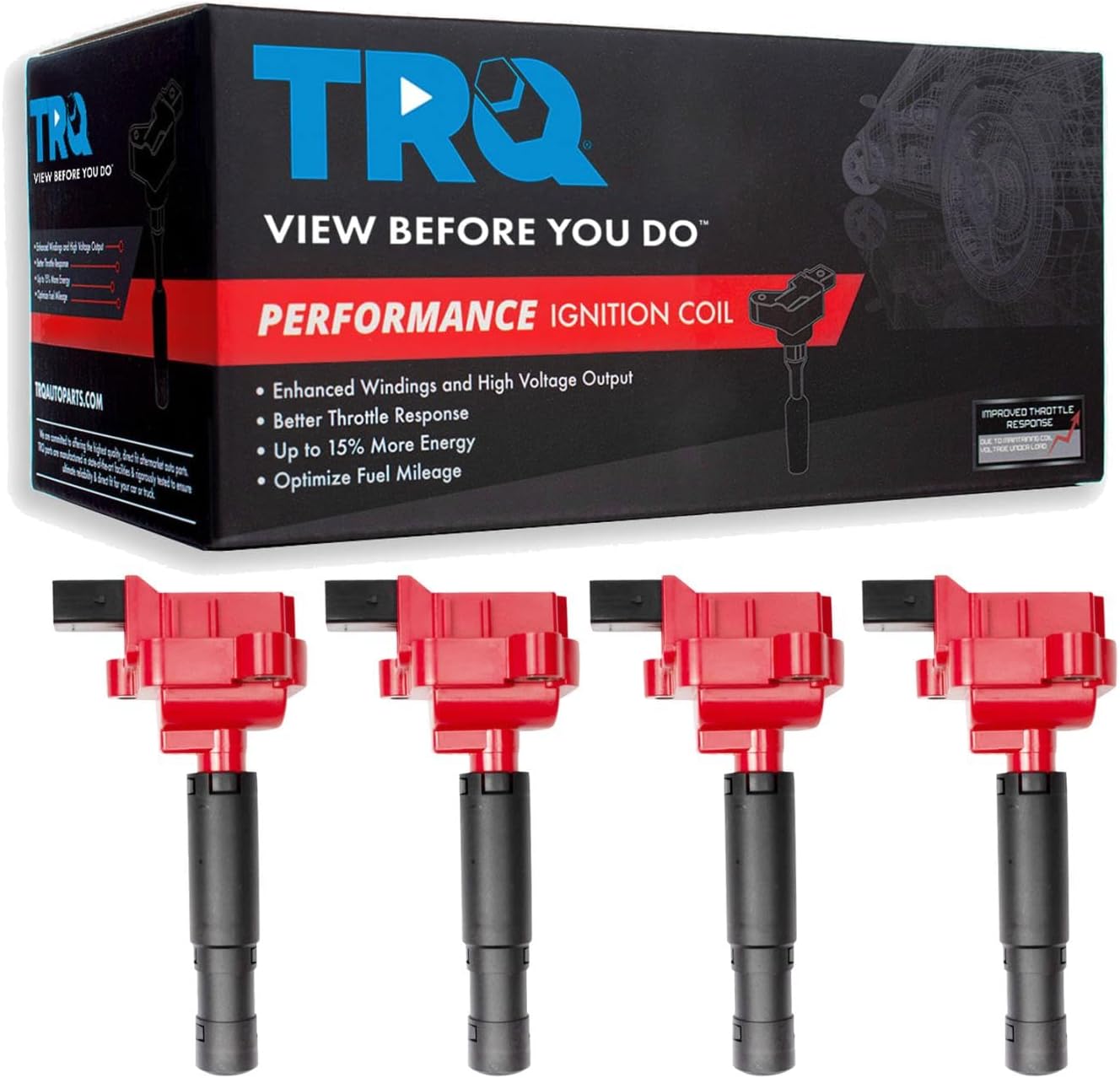 TRQ Ignition Coil Set Compatible with 2012-2015 Mercedes-Benz C250 SLK250