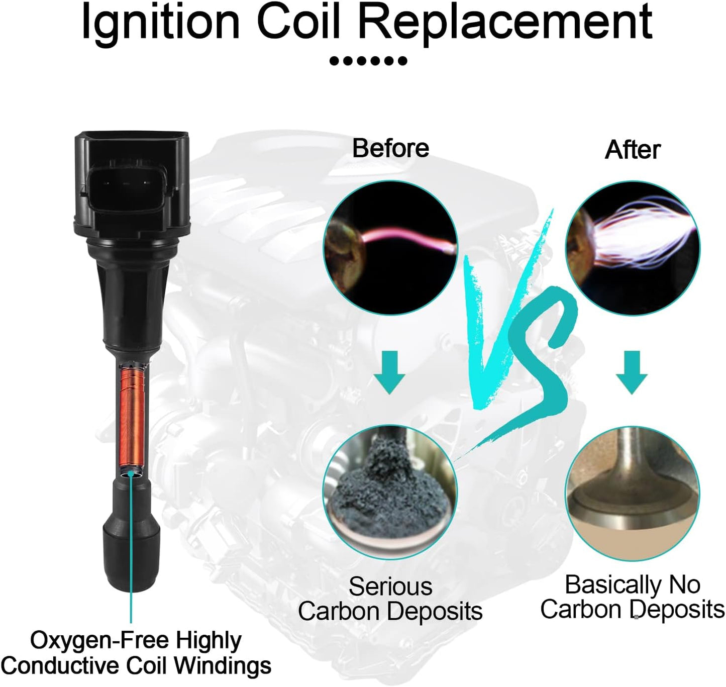 Set of 4 UF549 Ignition Coil Pack L4 1.6L 1.8L 2.5L For Nissan 2007-2019 Altima Cube Rogue Sentra Versa NV200 Pathfinder Infiniti FX50 M56 QX60 QX70 5C1753 C1696