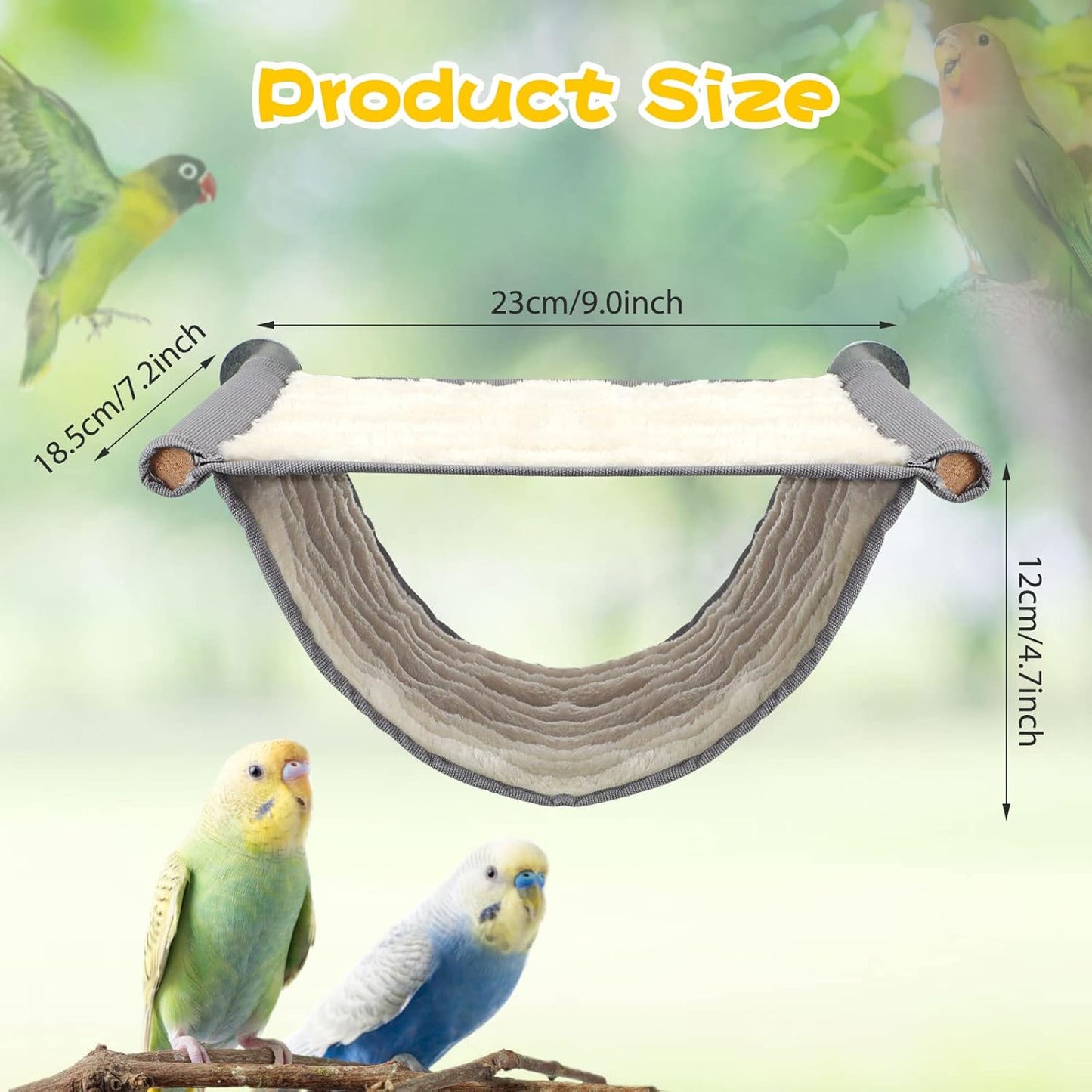 BWOGUE Winter Warm Bird Nest Bed Hanging Hammock Snuggle Hut Parrot House Tent Toy Bird Cage Perch for Parakeet Budgies Cockatiels Lovebird Cockatoo Finch Hamster Chinchilla Guinea Pig(Medium, Grey)