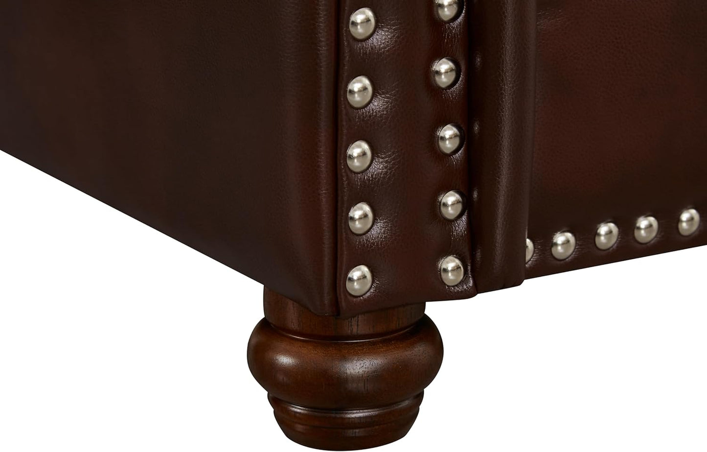 35" Faux Leather Pu Armchair Classic Vegan Leather Accent Chair Elegance Single Seat with Rolled Armrests Nailhead Trim Wood Legs Traditional Living Room 1 Seat-Burgundy