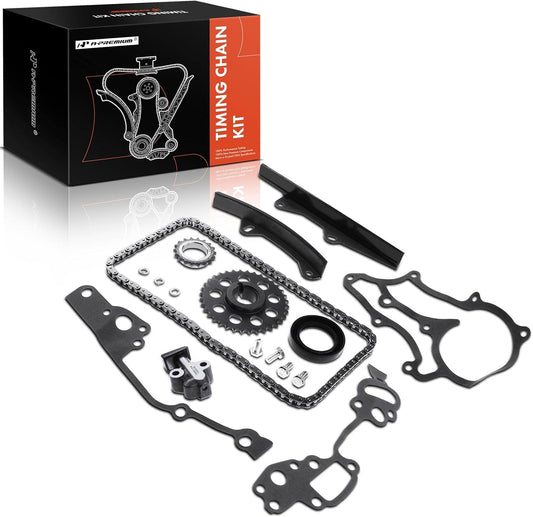 A-Premium Engine Timing Chain Kit W/Sprocket & Guide Rail [fits SOHC, 4Cyl 2.4L] Compatible with Toyota 4Runner 1985-1995, Pickup 1985-1995, Celica 1985, Replace# 1350635030, 1356238010, 1356138010