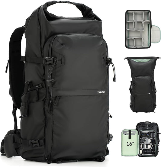TARION Large Camera Backpack for Photographers - 35L Expandable DSLR Waterproof Camera Bag with 16" Laptop Compartment & Side Access & Adjustable Waist Strap & Rain Cover (Xprober)