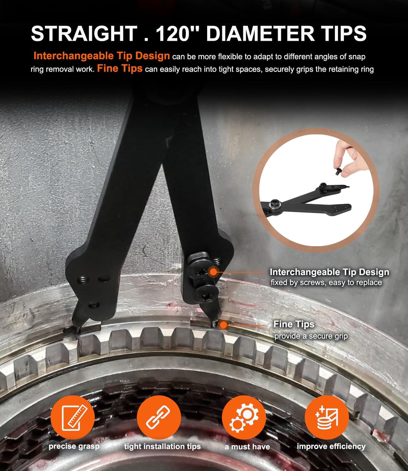 1489-26" Internal Retaining Ring Pliers, Large Transmission Snap Ring Tools Fit for GM 5L40, 5L50, 6L50, 6L80 and 6L90 Heavy-Duty Transmissions Pliers