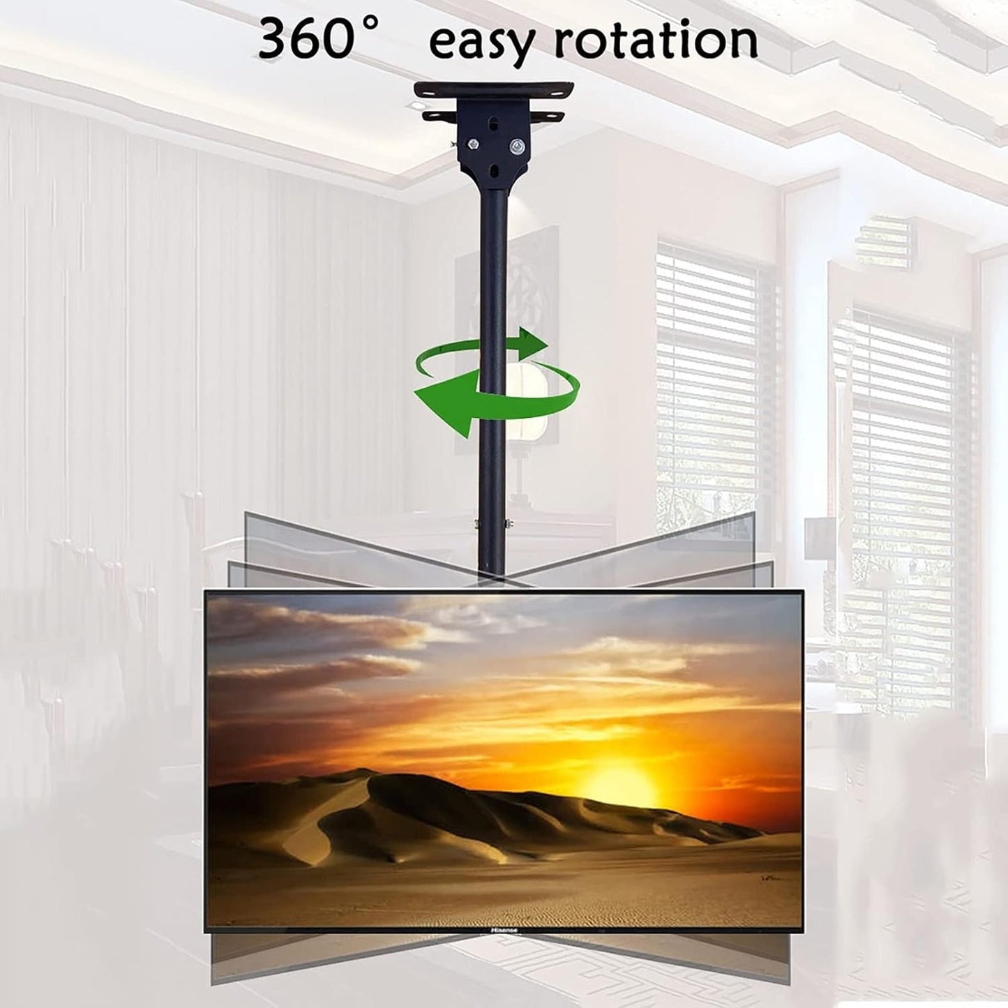Ceiling TV Mount - 360° Rotation Tilt TV Bracket, Adjustable Tv Wall Mount, Support Adapts to Most LCD Monitors from 32 to 55 Inches, with Loading 110 Lbs