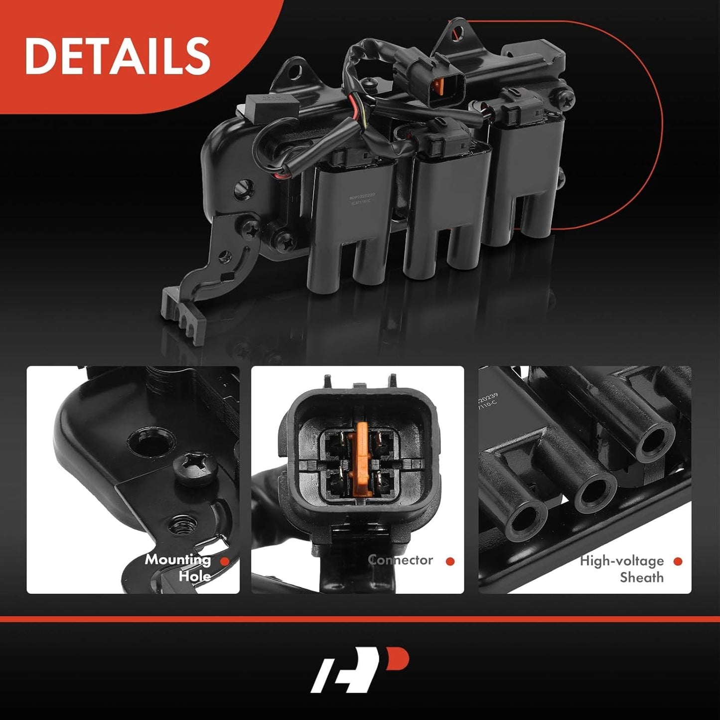 A-Premium Ignition Coil Compatible with Hyundai Santa Fe V6 2.7L 2001-2006, Tiburon V6 2.7L 2003-2008