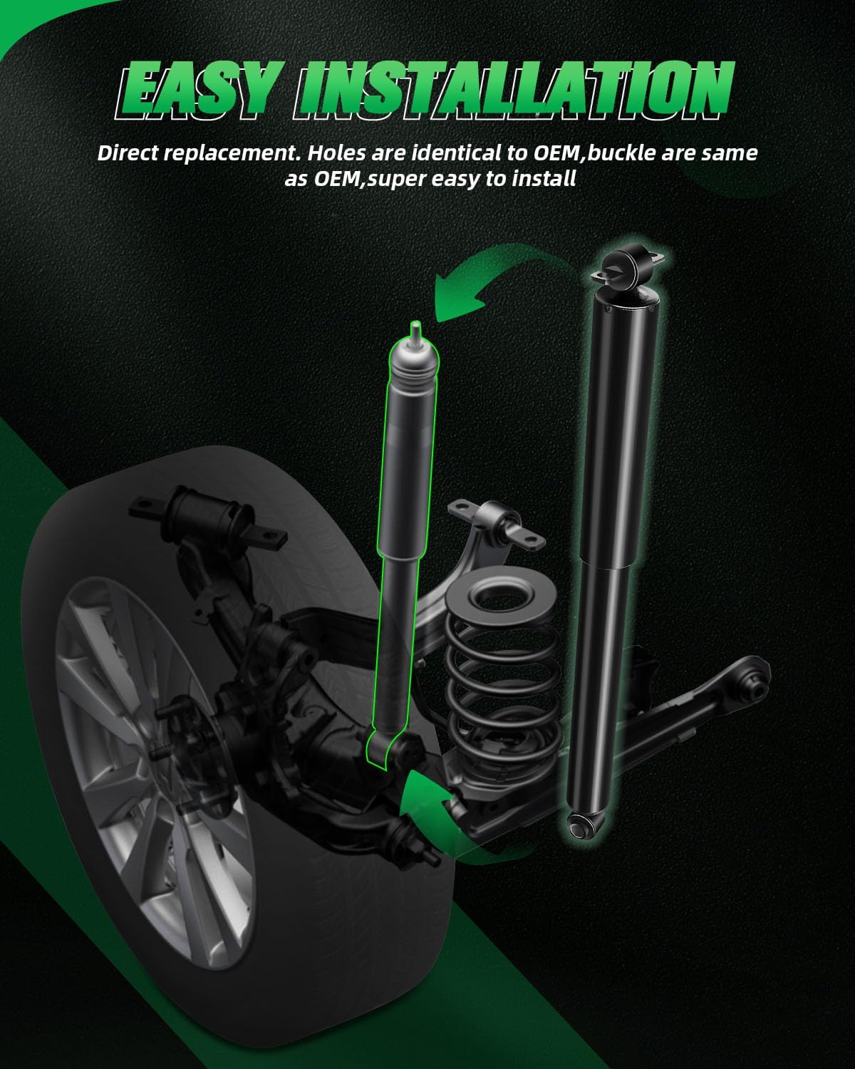 SCITOO - Rear Shock Absorber for Chevy Fits 1996 1998 2000-2002 2007-2011 for Chevy Express 2500/3500,94 96 98 for Chevy K1500 Suburban,97 99 03-11 for GMC Savana 3500 Shocks 344262 Struts - 2Pc Set