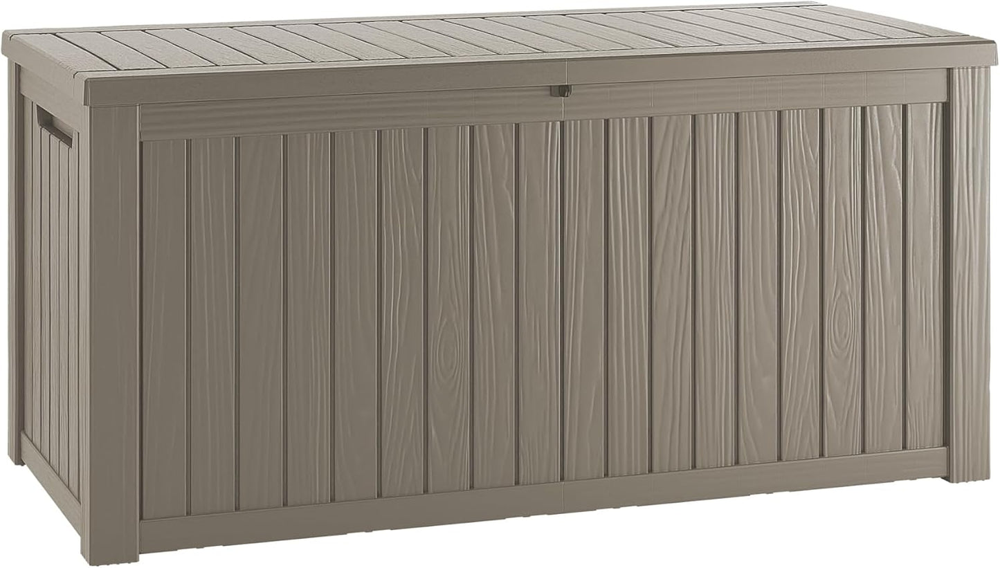 320 Gallon Outdoor Storage Box Waterproof Lockable Resin Deck Box Large, Patio Storage Bin for Pool Accessories Cushion Furniture, Garden Tools, UV-Resistant Outside Delivery Black