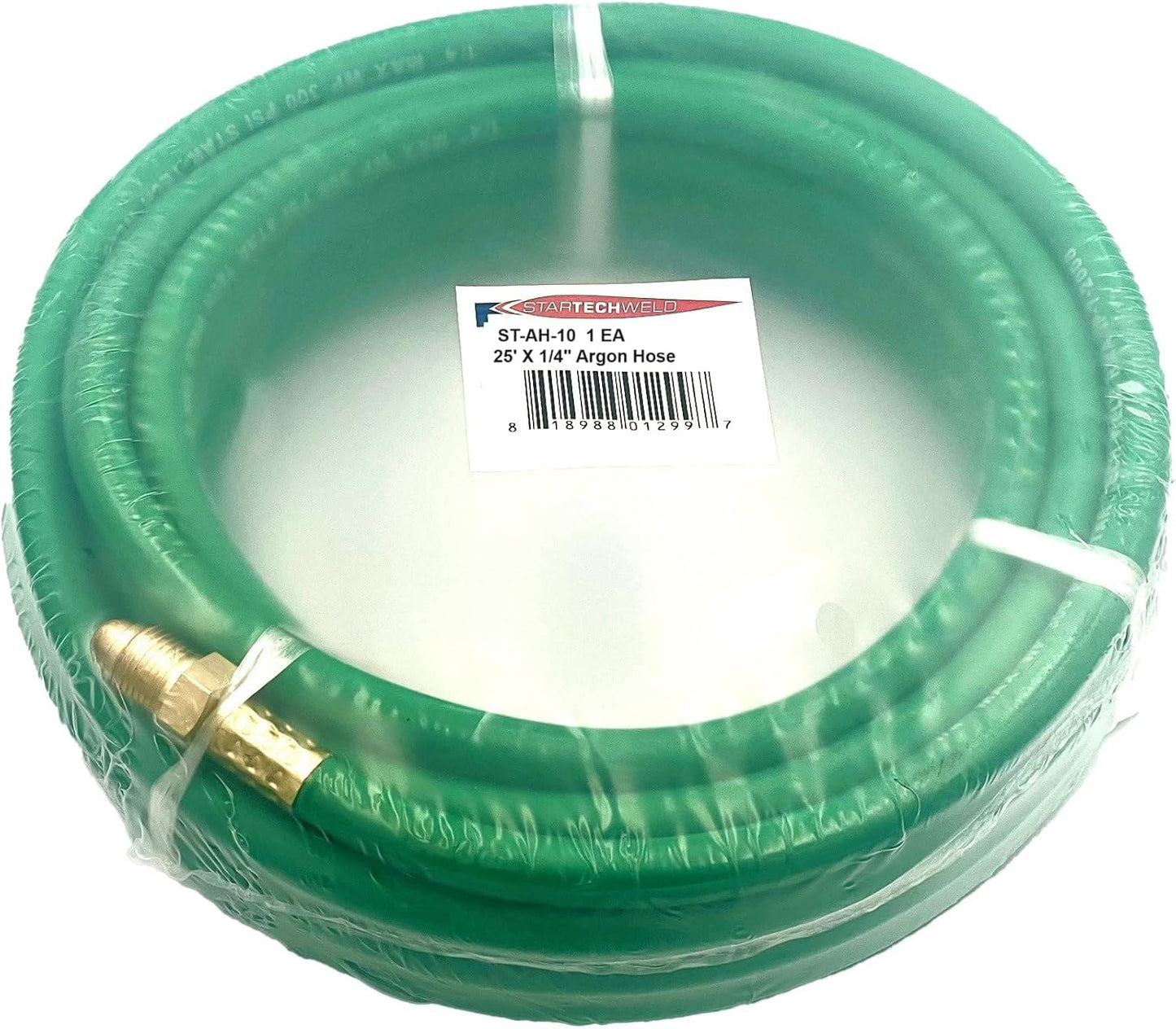 Argon Gas Hose for MIG/TIG Welding Flowmeter 1/4", 5/8"X18 Male, NPT Fittings, Inert Hose (100 Feet) AH-100-G