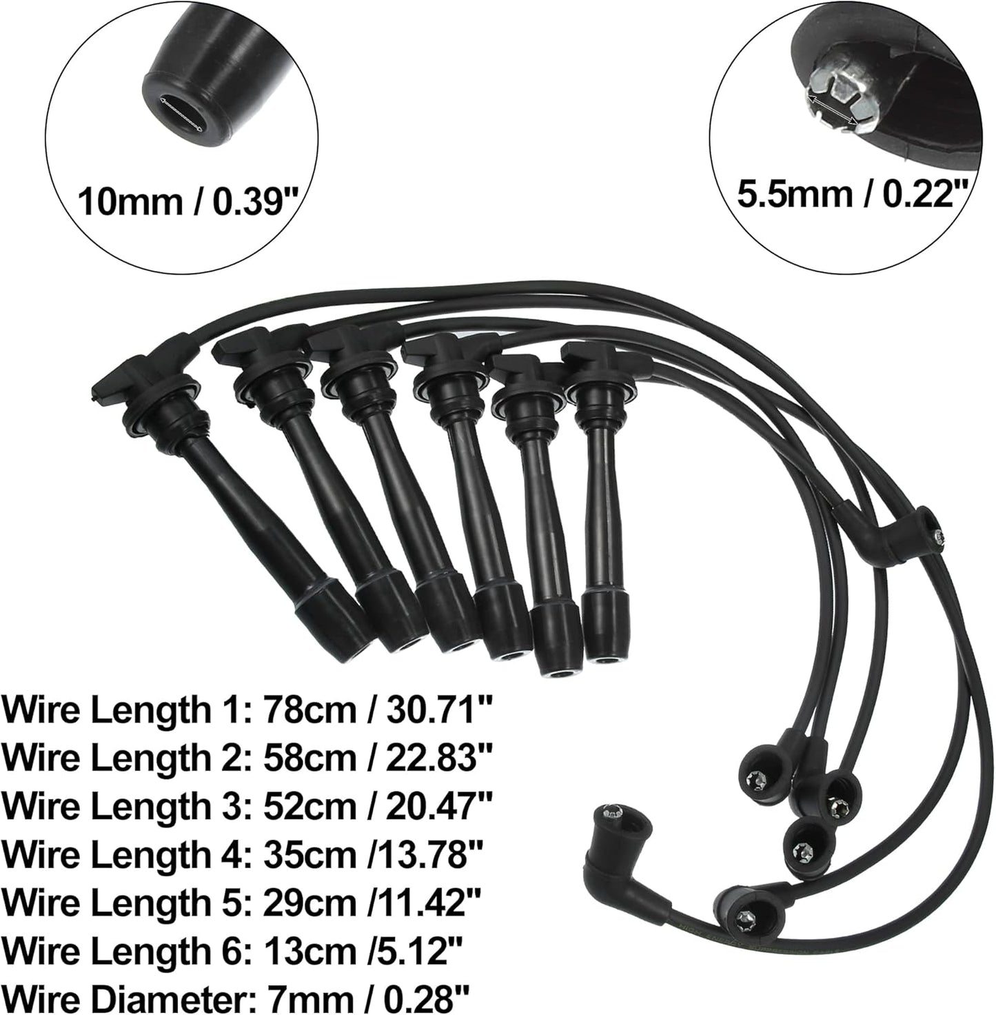 X AUTOHAUX 6pcs Spark Plug Ignition Wire for Hyundai Sonata GLS 2.5L V6 - Gas 1999-2001 for Hyundai Sonata GLS LX 2.7L V6 - Gas 2002 2003 Black