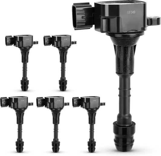 UF349 Ignition Coil Pack Compatible with Nissan Altima Maxima Murano Frontier Quest XTERRA Pathfinder NV1500 NV2500 NV3500/Infiniti l35 QX4/Suzuki Equator V6 Replaces # C1406 224488J11C (set of 6)