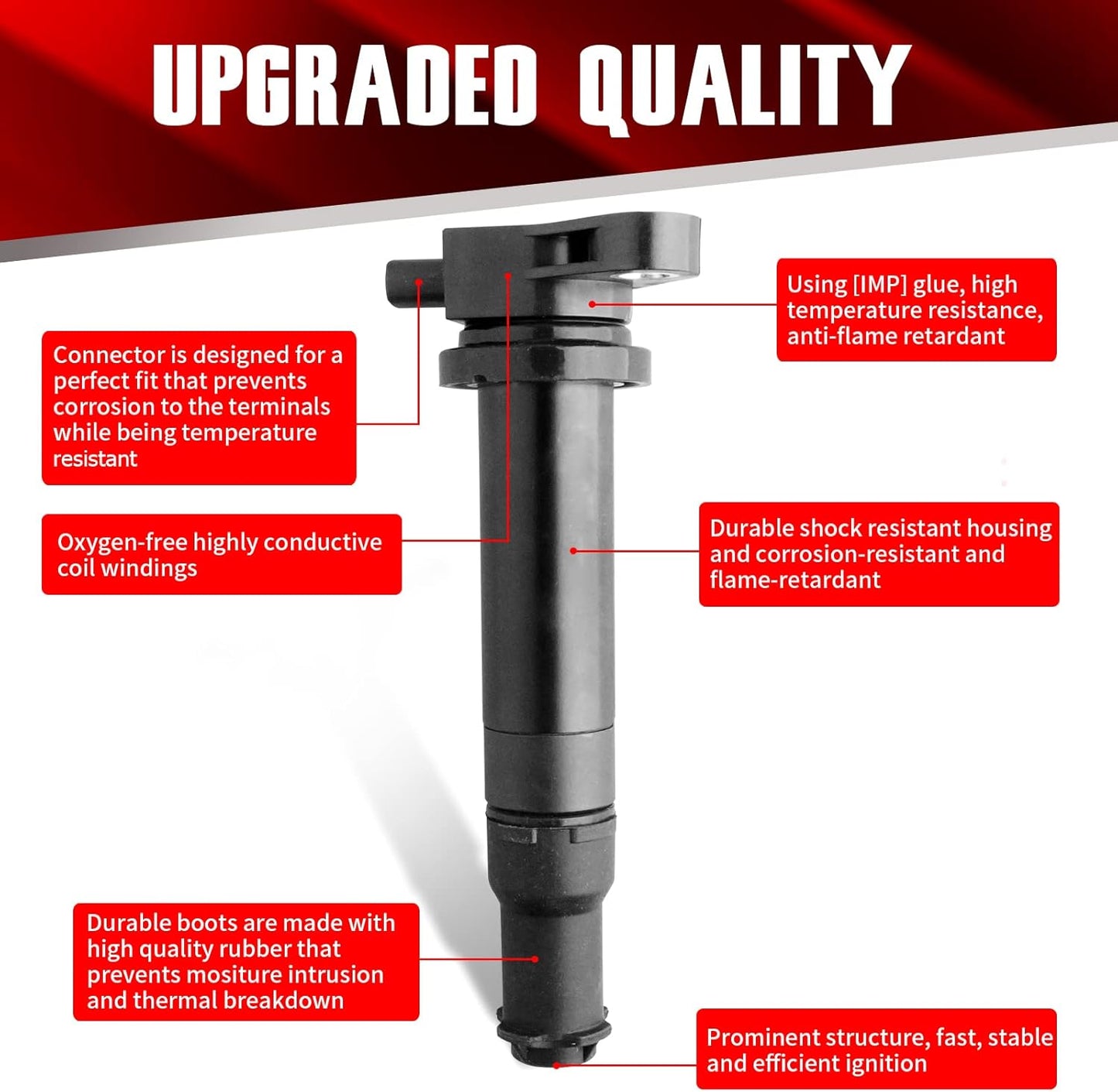 Set of 4 Ignition Coils UF499 C1543 Compatible with Hyundai Kia Dodge 2006 2007 2008 2009 2010 2011 Accent Rio Rio5 Attitude - L4 1.6L