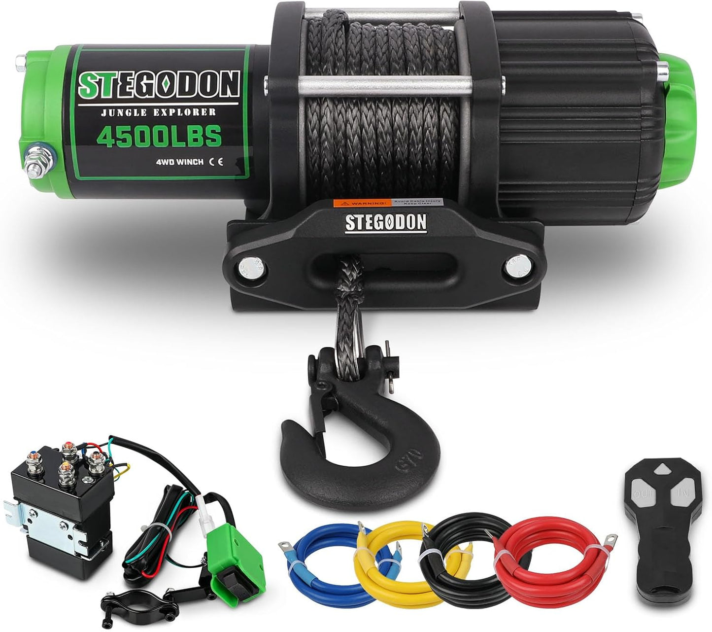 3500 lb Winch ATV UTV Electric Winch,12V Waterproof Winch Synthetic Rope Trailer Electric Winch with Wired Remote and Wireless Remote for ATV UTV Towing,Boat,Off-Road