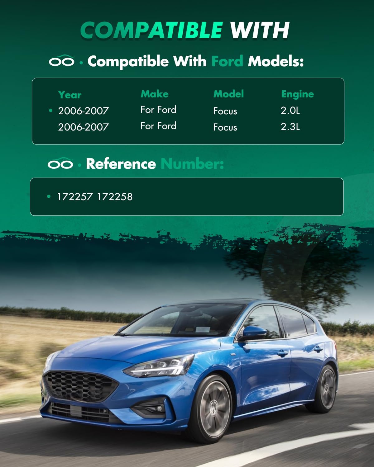 SCITOO Front Pair Complete Strut Spring Shock Absorber Assembly 172257 172258 Quick Struts Replacement for Ford Focus 2006 2007 2008 2009 2010 2011 (Set of 2)