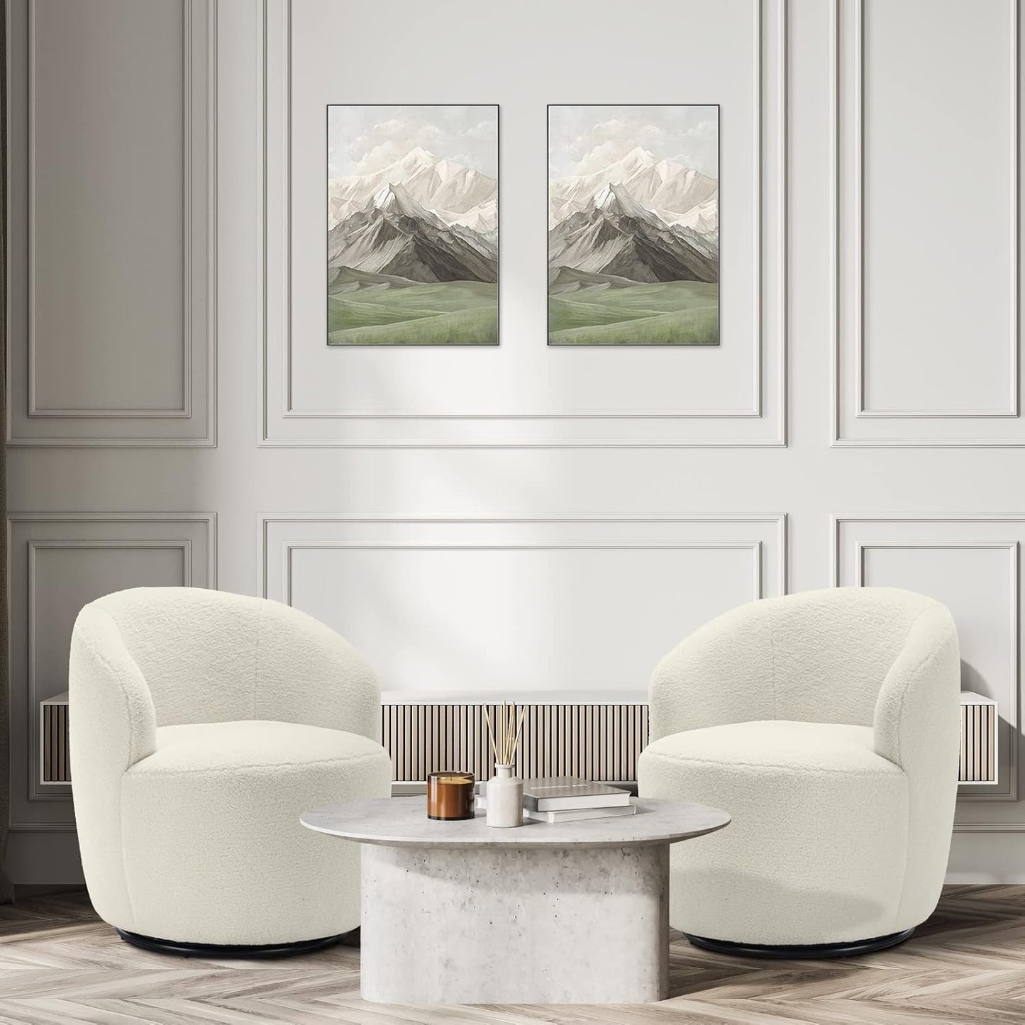 Set of 2 Swivel Chair, Swivel Barrel Accent Sofa Chair, Modern Teddy Fabric Club 360 Degree Swivel Chair, Small Leisure Arm Chair for Nursery, Living Room, Hotel, Bedroom, Office, Lounge, Blue