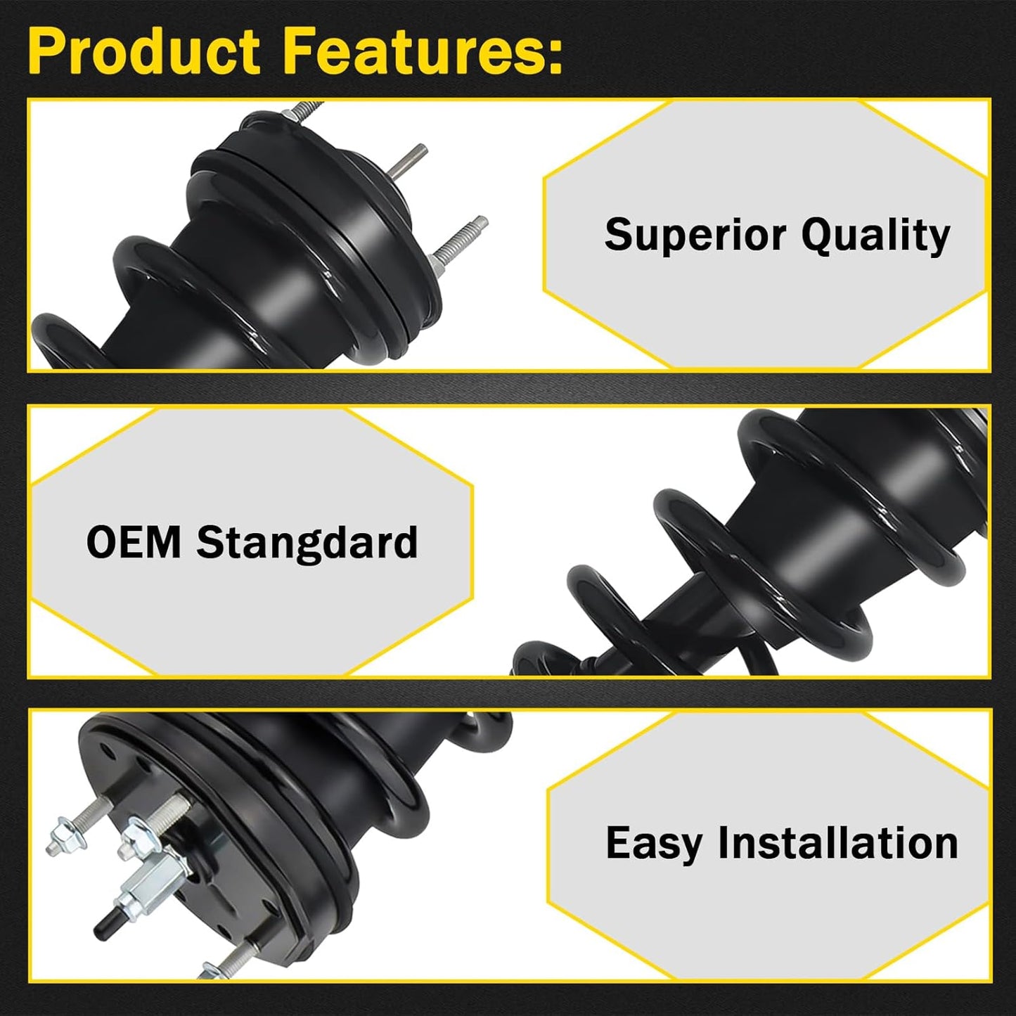2Pcs Front Struts Shock Assembly Absorber Magnetic w/Electronic Suspension Compatible With 2007-2014 Cadillac Escalade Chevy Suburban Tahoe GMC Yukon XL Sierra 1500 Replace 19353951 580-435