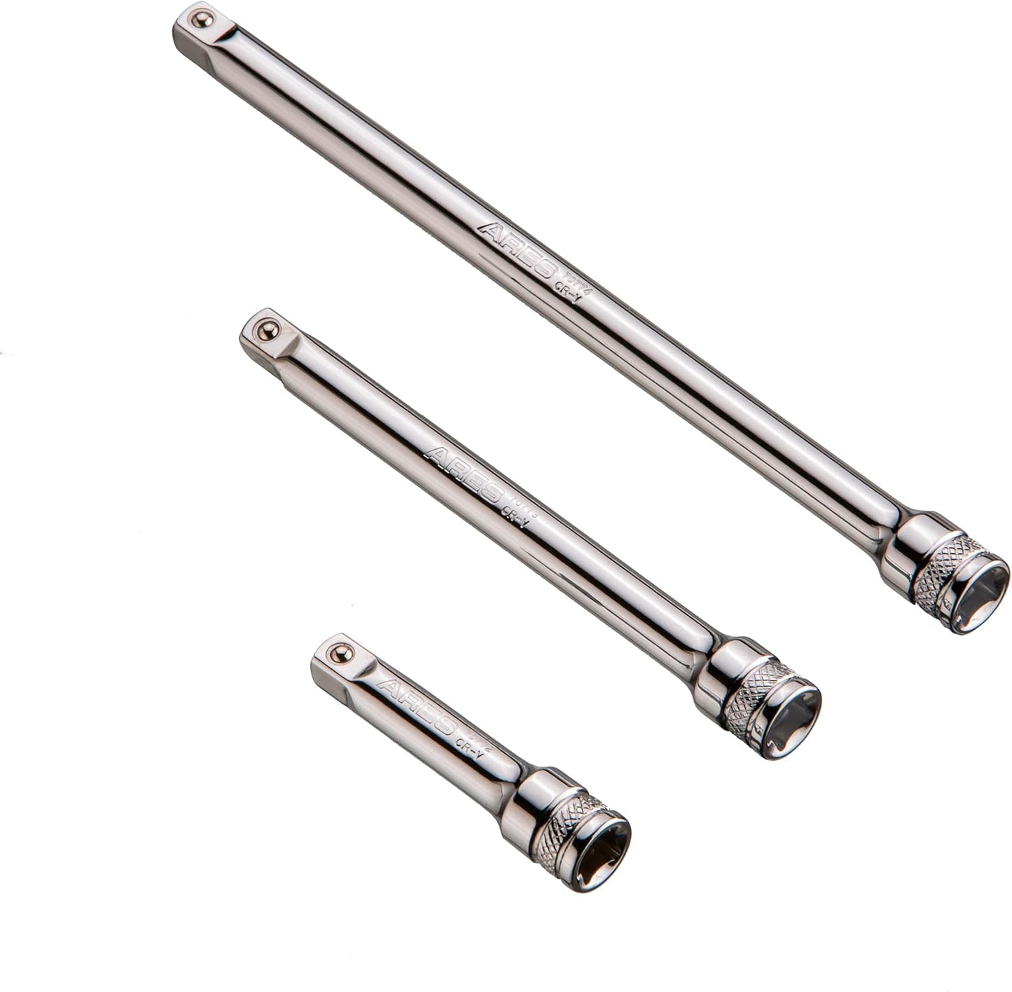 ARES 27094 – 3-Piece 3/8-Inch Drive Locking Impact Socket Extension Set – Aluminum Locking Ring Collar for Quick Release of Sockets and Accessories – 3-Inch, 6-Inch, and 12-Inch Extensions