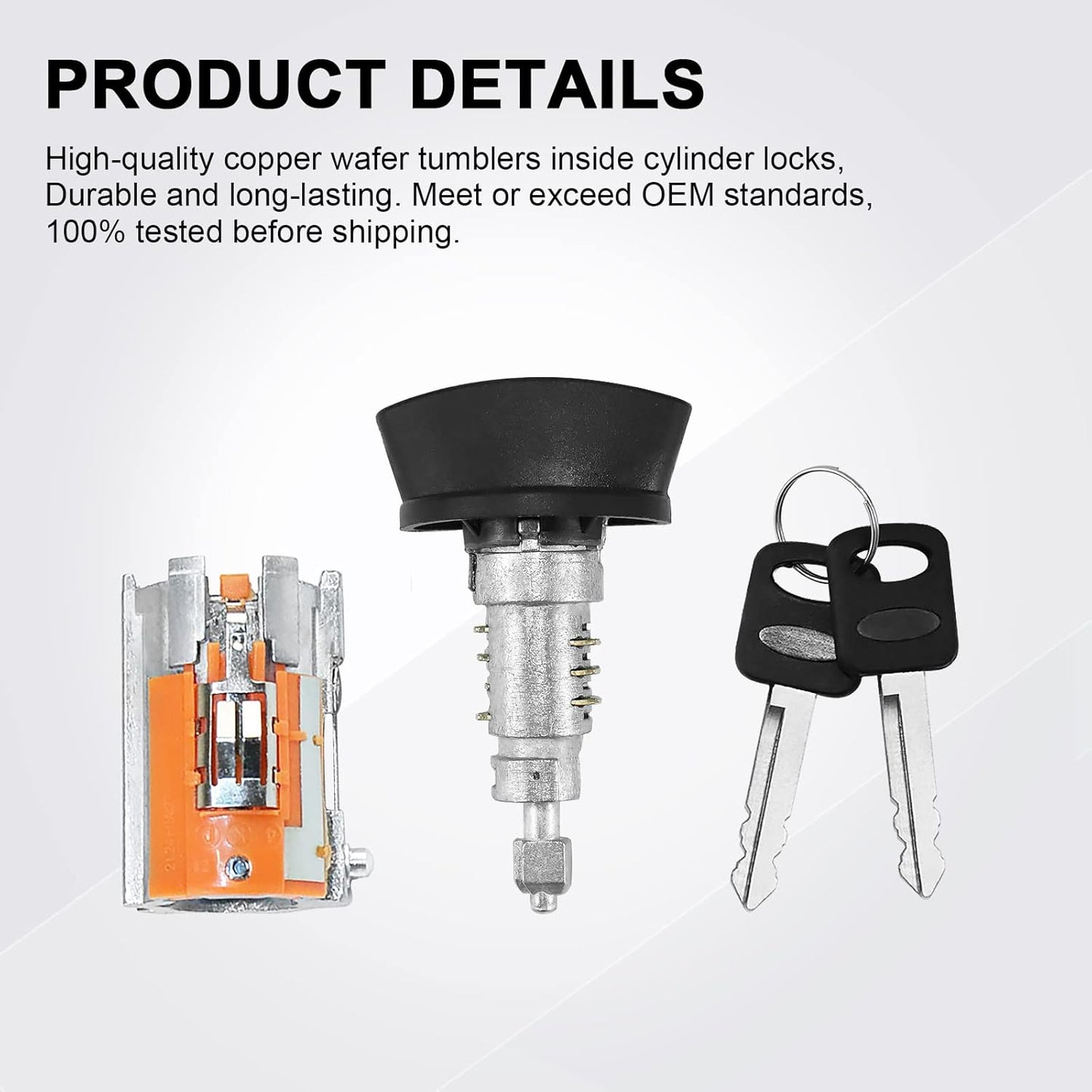 C-42-195 Ignition Switch Lock Cylinder & Door & Pickup Tailgate with Lock Pawl Lever Set w/2 Keys for Ford F-Series F150 1997-2003, F250 & F350 1998-2004, Replace# LC6177+DL5885+597638 (No Chip)