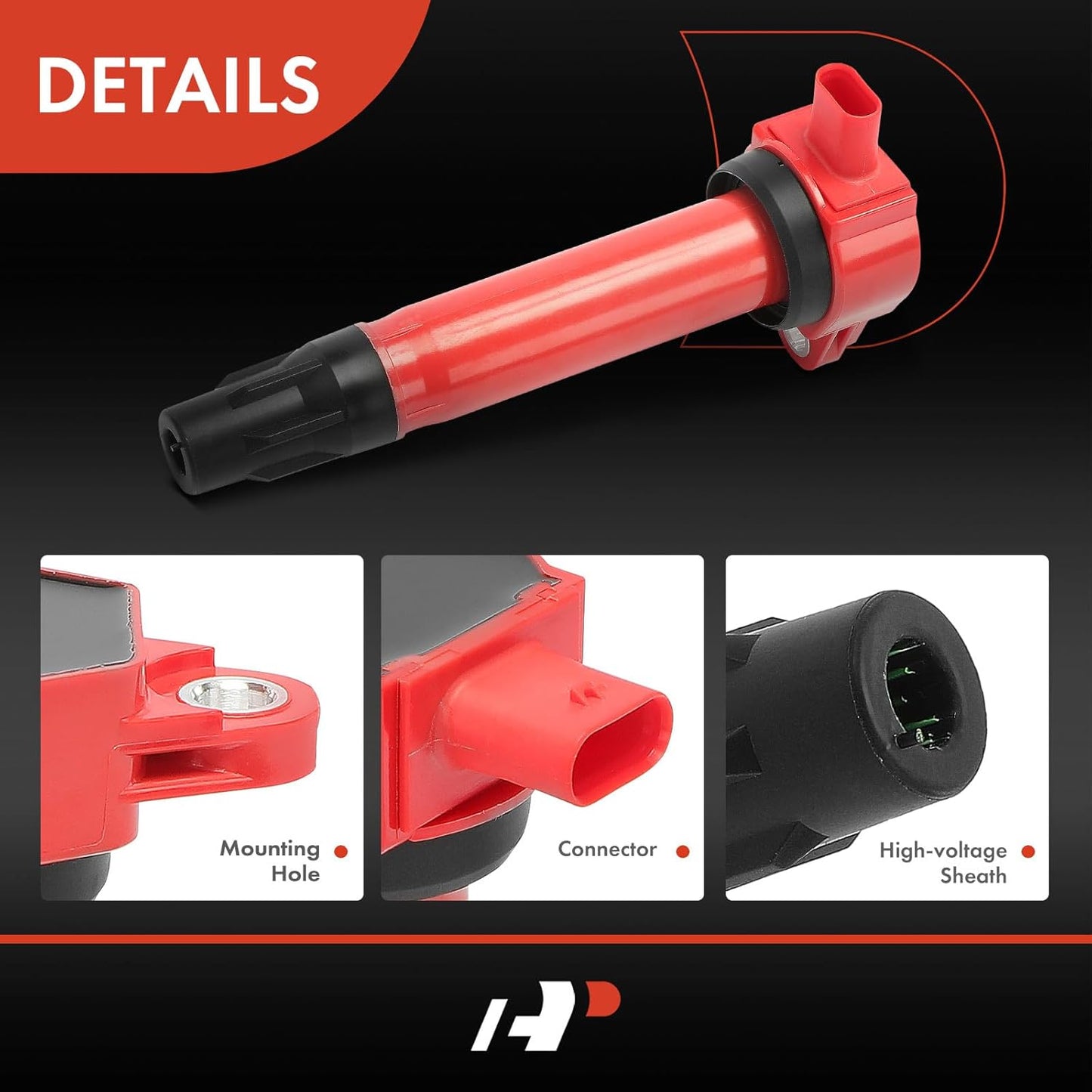A-Premium (Red) Engine Ignition Coil Pack Compatible with Jeep Compass Patriot 2007-2017 & Dodge Journey 2009-2020, Avenger 2008-2014, Caliber 2007-2012 & Chrysler 200 2011-2014, Sebring, 4-PC Set