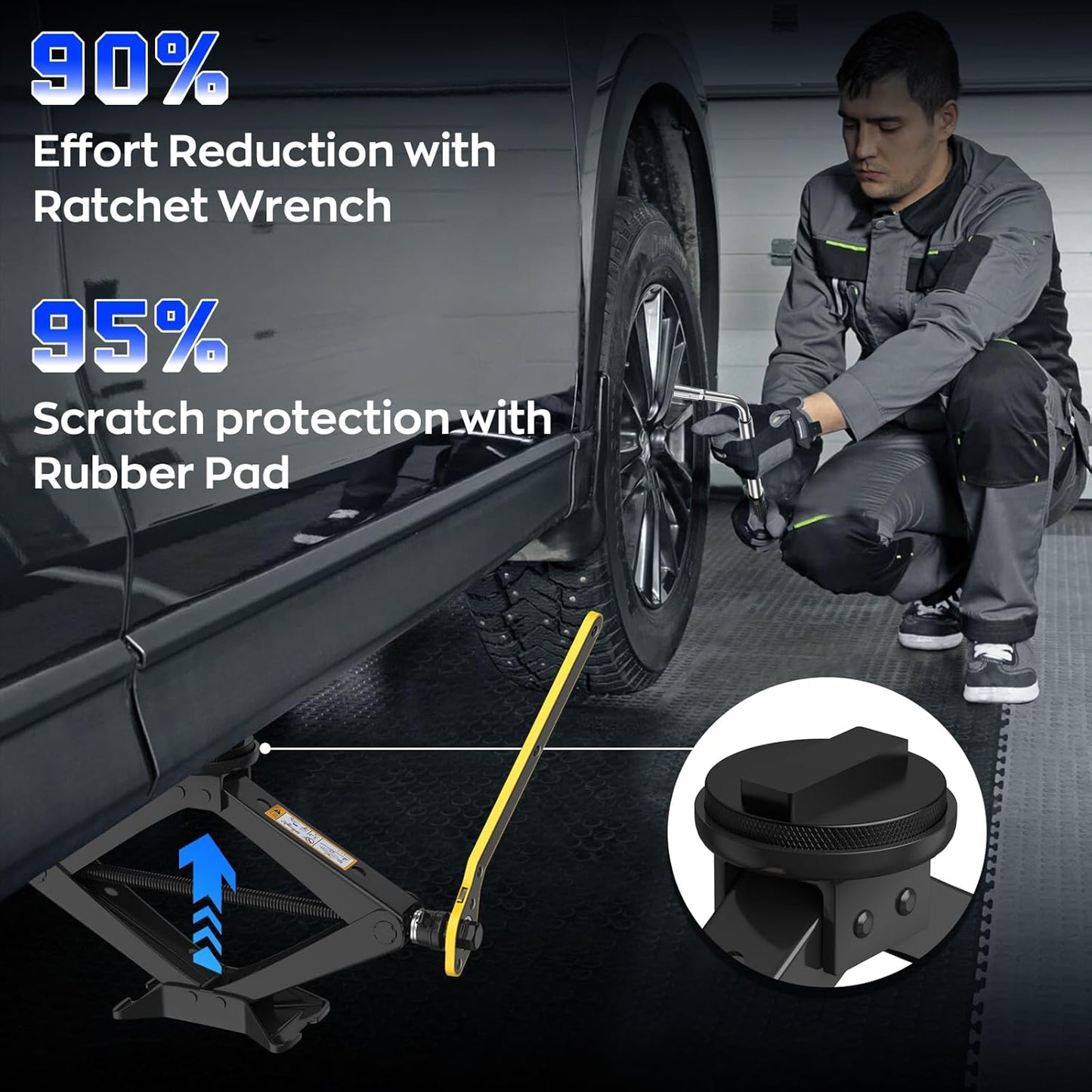 Car Jack Kit for BMW & MINI, 2.5 Ton Scissor Jack for BMW Vehicle with 2PCS Jack Pad, Portable Tire Changing Kit Compatible with B-M-W 1-3-5-7 Series, X-Series