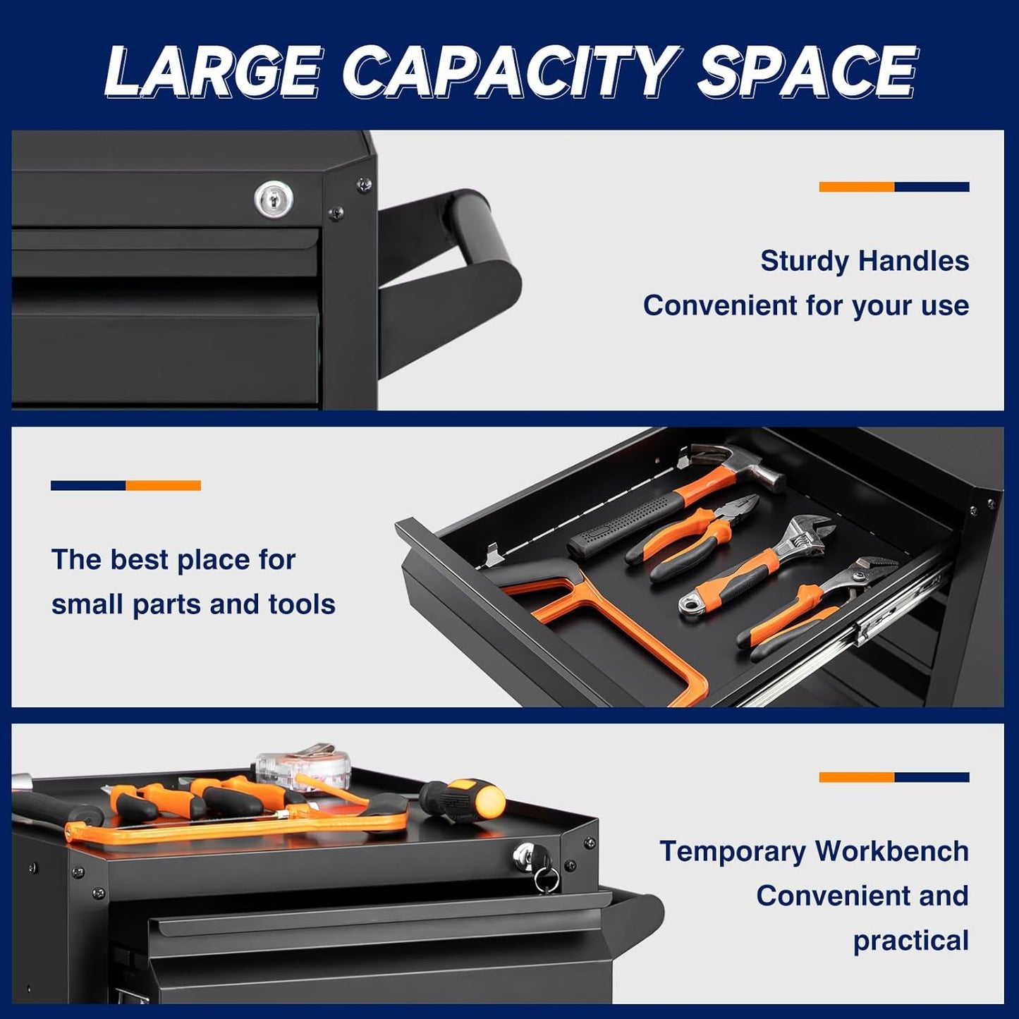 Yizosh 5-Drawer Metal Tool Storage Cabinet with Wheels,Rolling Tool Chest with Drawer and Locking Keys,Heavy Duty Tool Storage Organizer for Garage,Warehouse,Workshop