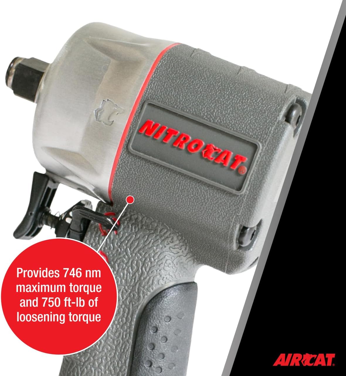 AIRCAT Pneumatic Tools 1076-XL 3/8-Inch NITROCAT Composite Compact Impact Wrench : Low Weight Power Impact Wrench : Tool for Automotive Improvement & Maintenance