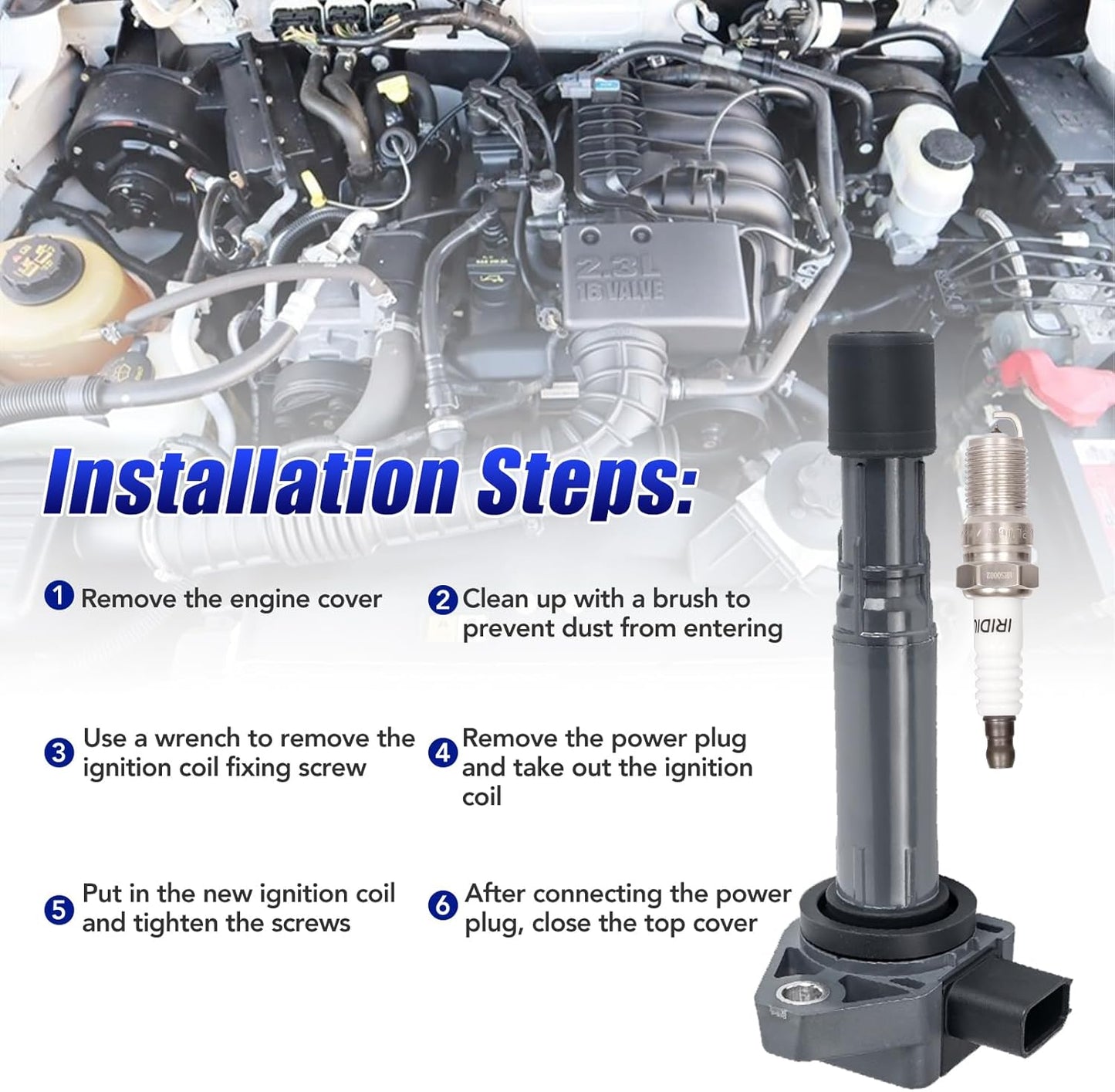 Set of 6 Ignition Coil Pack and Spark Plugs Fits for 3.5L V6 2003 2004 2005 2006 2007 2008 Honda Pilot Ridgeline Acura MDX Saturn Vue 3.5 Replaces UF400 C1460