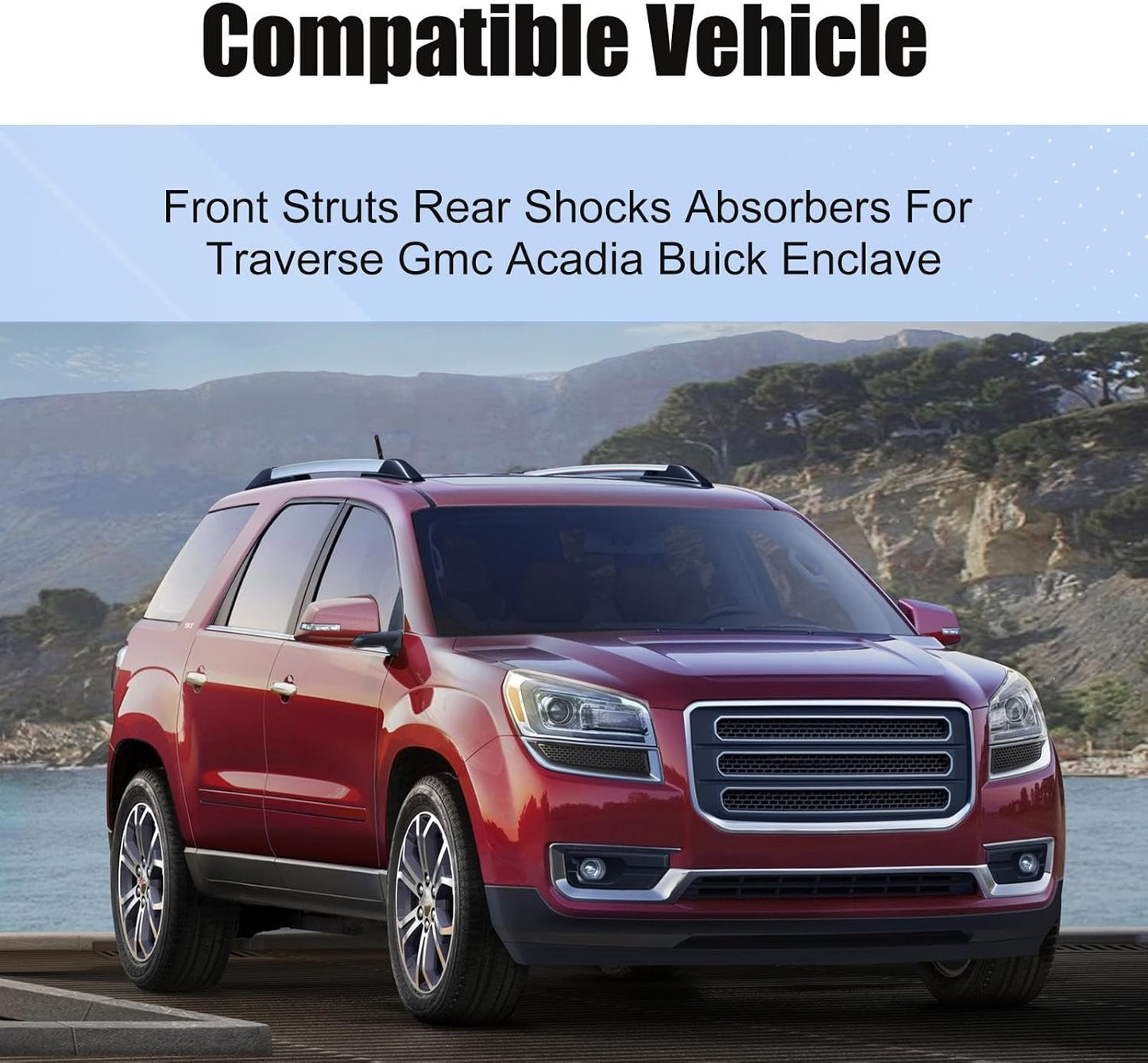 Shock Absorbers Front and Rear Assembly for Chevy Traverse/GMC Acadia/Buick Enclave/Saturn Outlook 2007-2012, Front and Rear Struts and Shocks with Coil Springs - 172518/182518/349125/37315