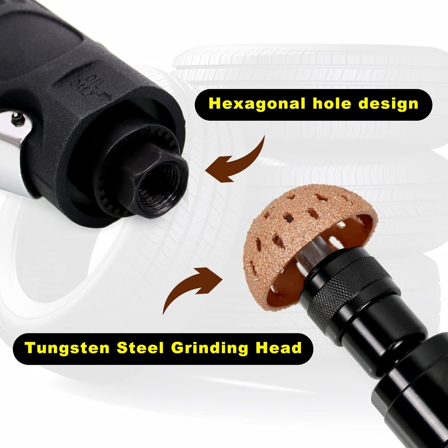 RYANSTAR RACING Tire Repair Set Includes 2500rpm Low Speed Air Tire Buffer Tire Patch Roller Tire Inner Liner Scrapper 3Pcs Tungsten Steel Buffing Wheel 42mm 55mm