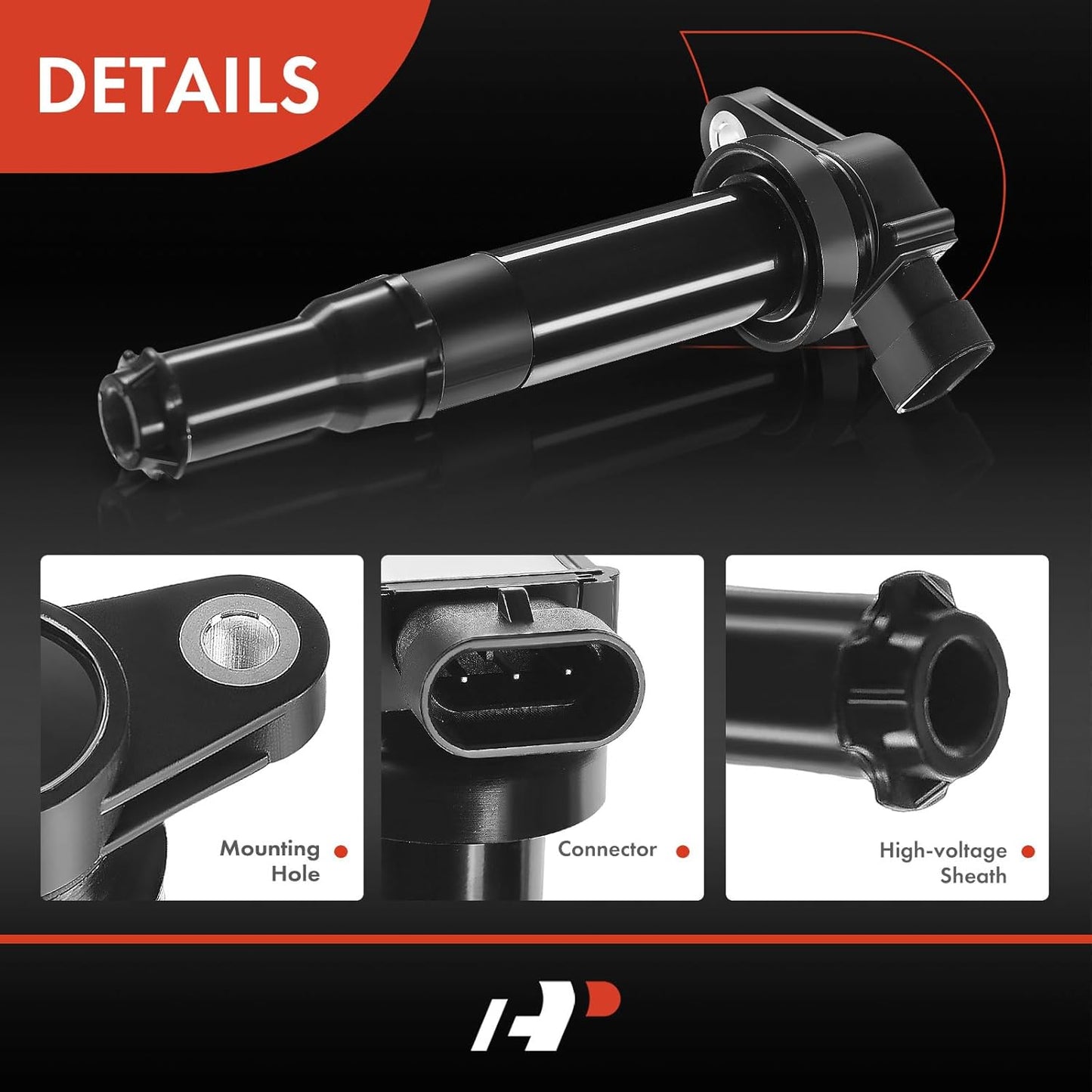 A-Premium Engine Ignition Coil Pack (3-pins) Compatible with Kia Optima 2006 & Hyundai Santa Fe 2007 2008 2009, V6 2.7L