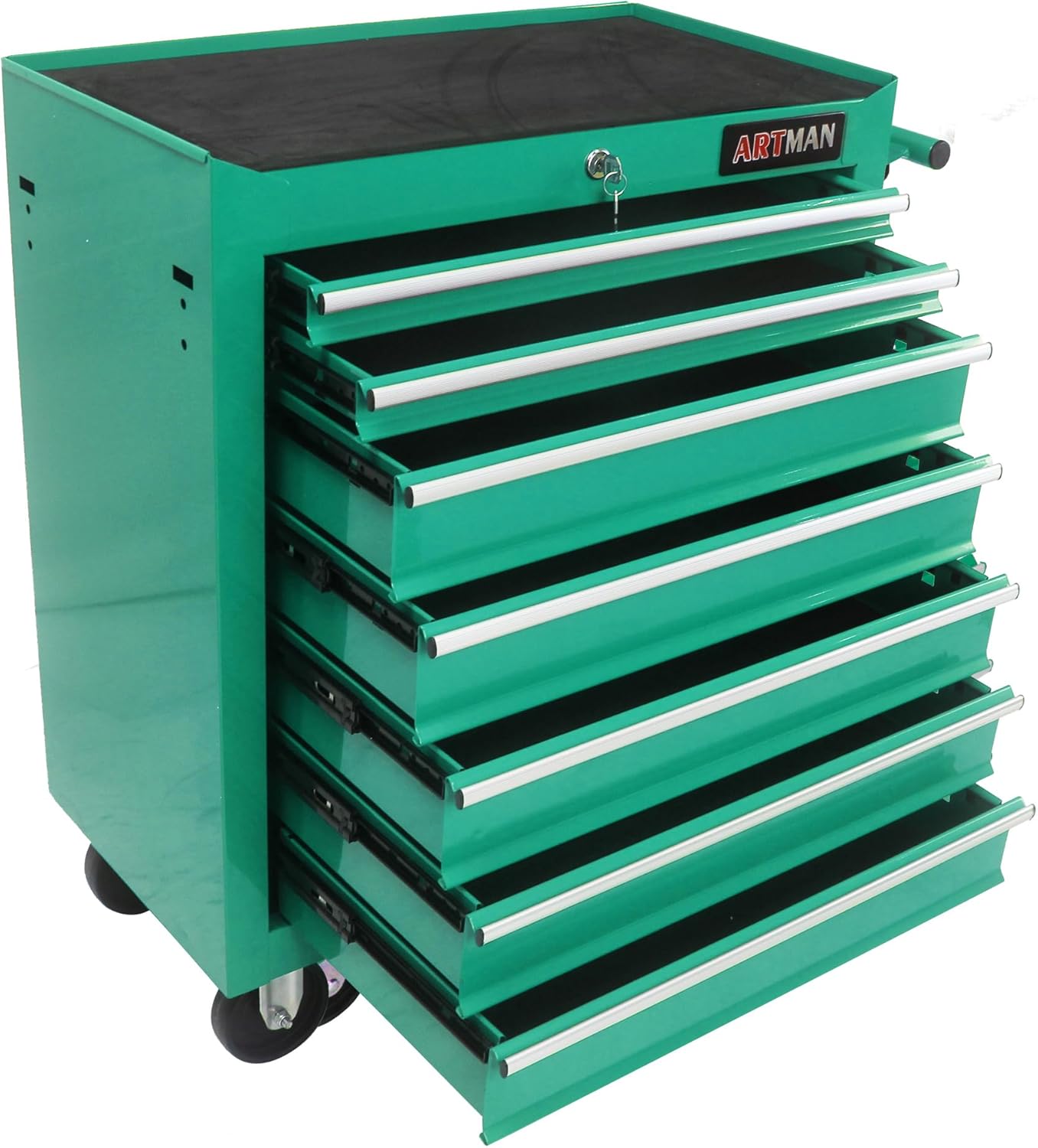 7-Drawer Metal Rolling Tool Chest with Wheels,Tool Storage Cabinet with Locking System,Multifunctional Tool Cart with Wheels for Garage, Warehouse, Workshop, Repair Shop (Black+Blue)