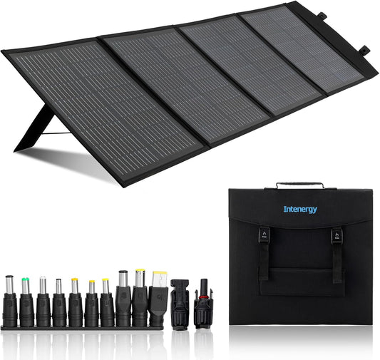 100W 12V Foldable Solar Panel – Monocrystalline Portable Charger for Camping, Laptop & Smartphone with 5V USB & 18V DC Output