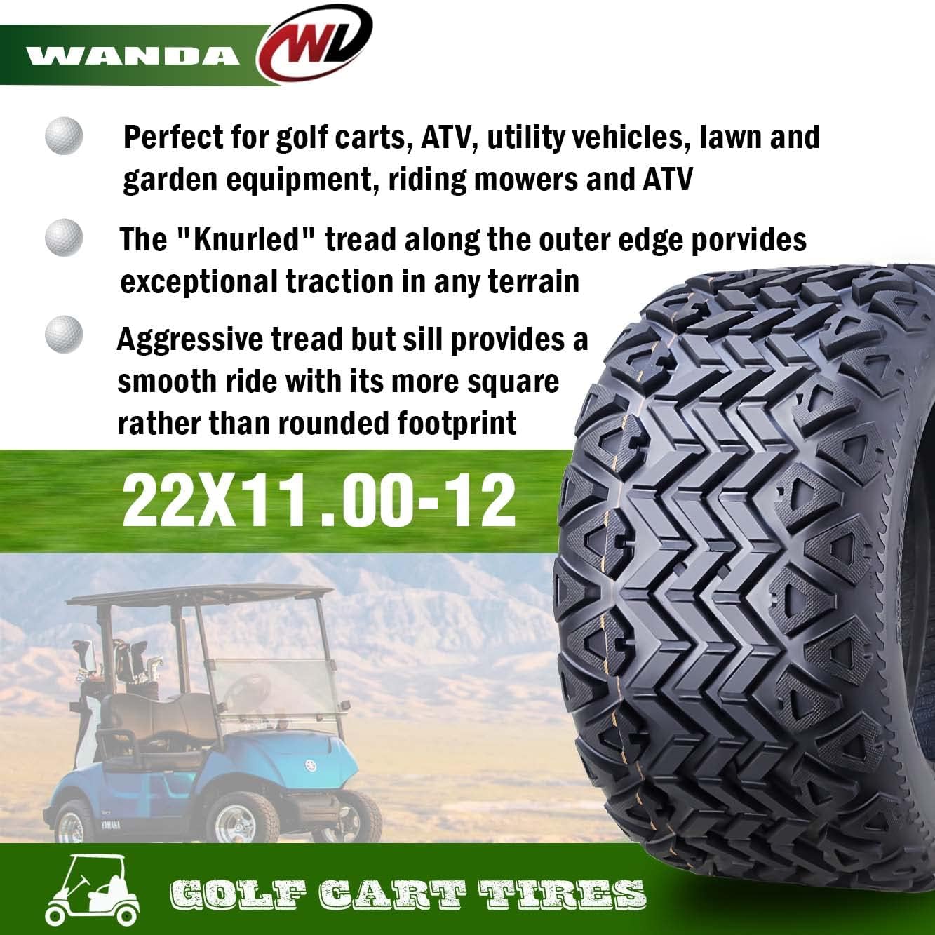 WANDA 23X10.5-12 Golf Cart ATV Tires 4 Ply 23X10.5x12 -Set 4-14034 …