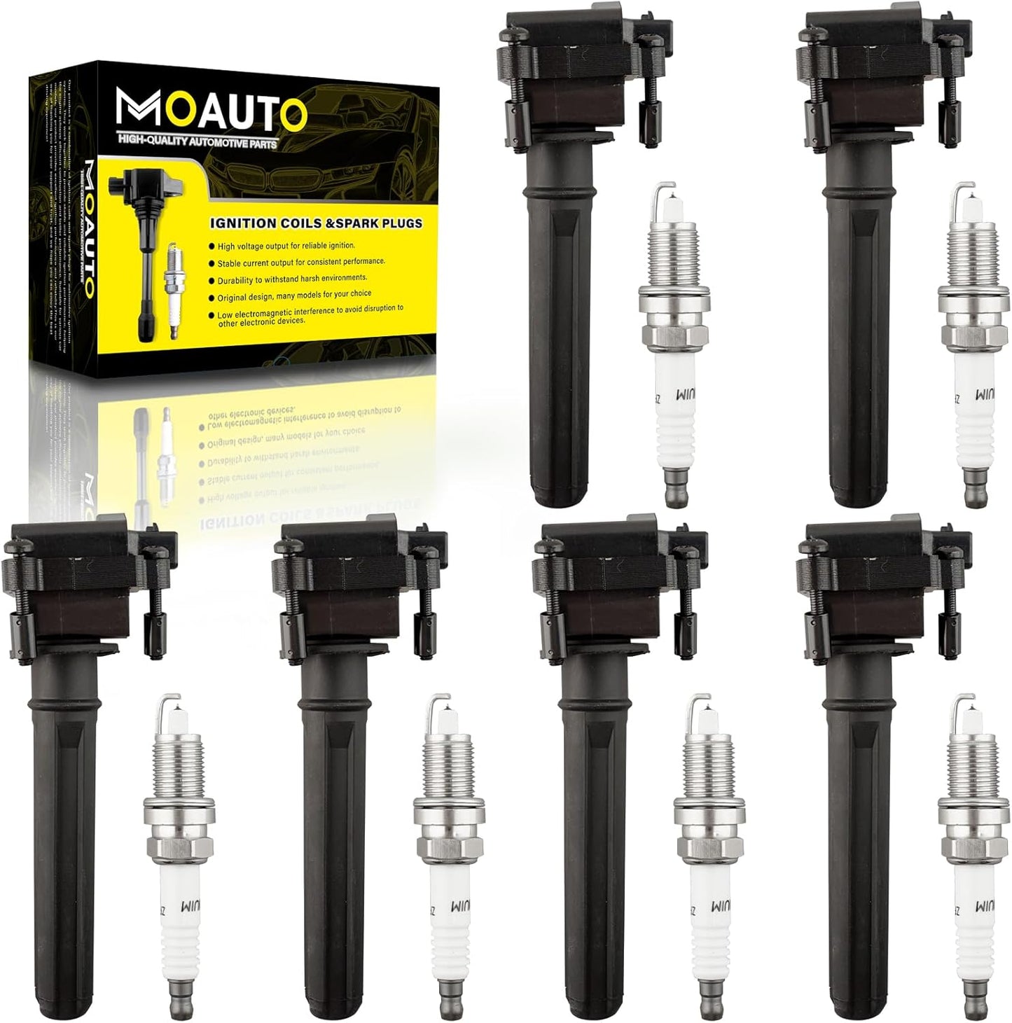 Set of 4 Ignition Coils Pack 4M5Z-12029-B DG507 & 4 PCS Iridium Spark Plugs Compatible with Ford Fusion Escape C-Max Transit Connect Lincoln MKZ Mercury Mariner Milan - 2.5L 2.0L L4