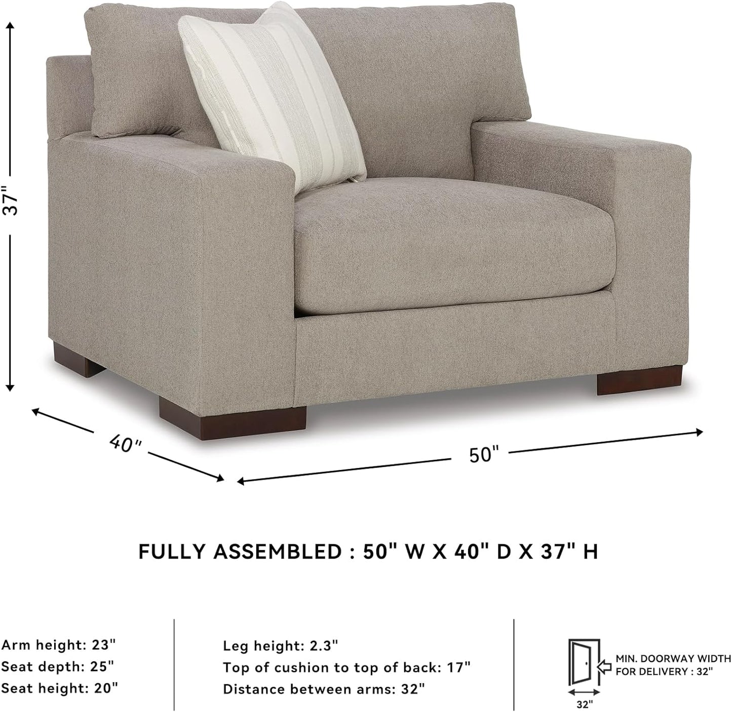 Signature Design by Ashley Maggie Contemporary Upholstered Oversized Chair with 1 Accent Pillow, Light Brown