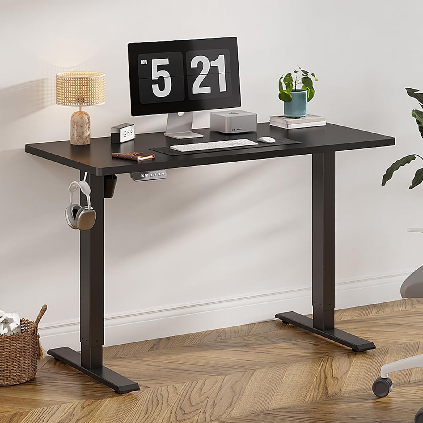 Whole Piece Standing Desk with Wheels Adjustable Height- Mobile Stand up Desk with Lockable Casters, Portable Sit Stand Desks Electric for Home & Office Workstation