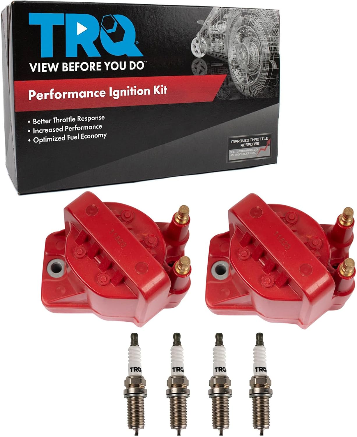 TRQ Ignition Kit Ignition Coil Spark Plugs Compatible with 92-01 Ford 91-97 Lincoln Mercury