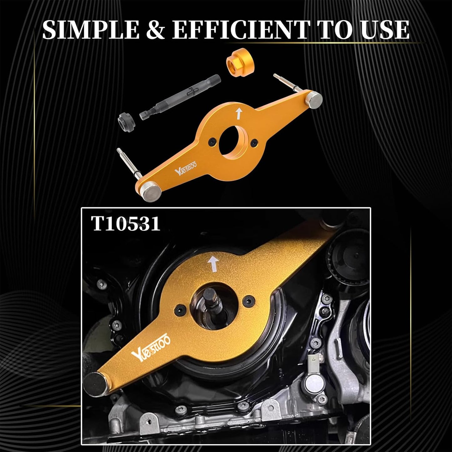 8pcs Vibration Damper Holding Tool Crankshaft Pulley Removal Shock Absorber, Compatible with Audi, Seat, Skoda, VW 1.8/2.0 4V TFSI EA888 Gen 1/2/3, Replace T10531, With Carrying Case & Glove