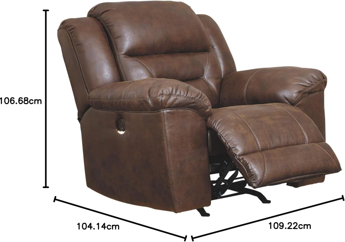 Signature Design by Ashley Stoneland Faux Leather Power Rocker Recliner, Dark Brown