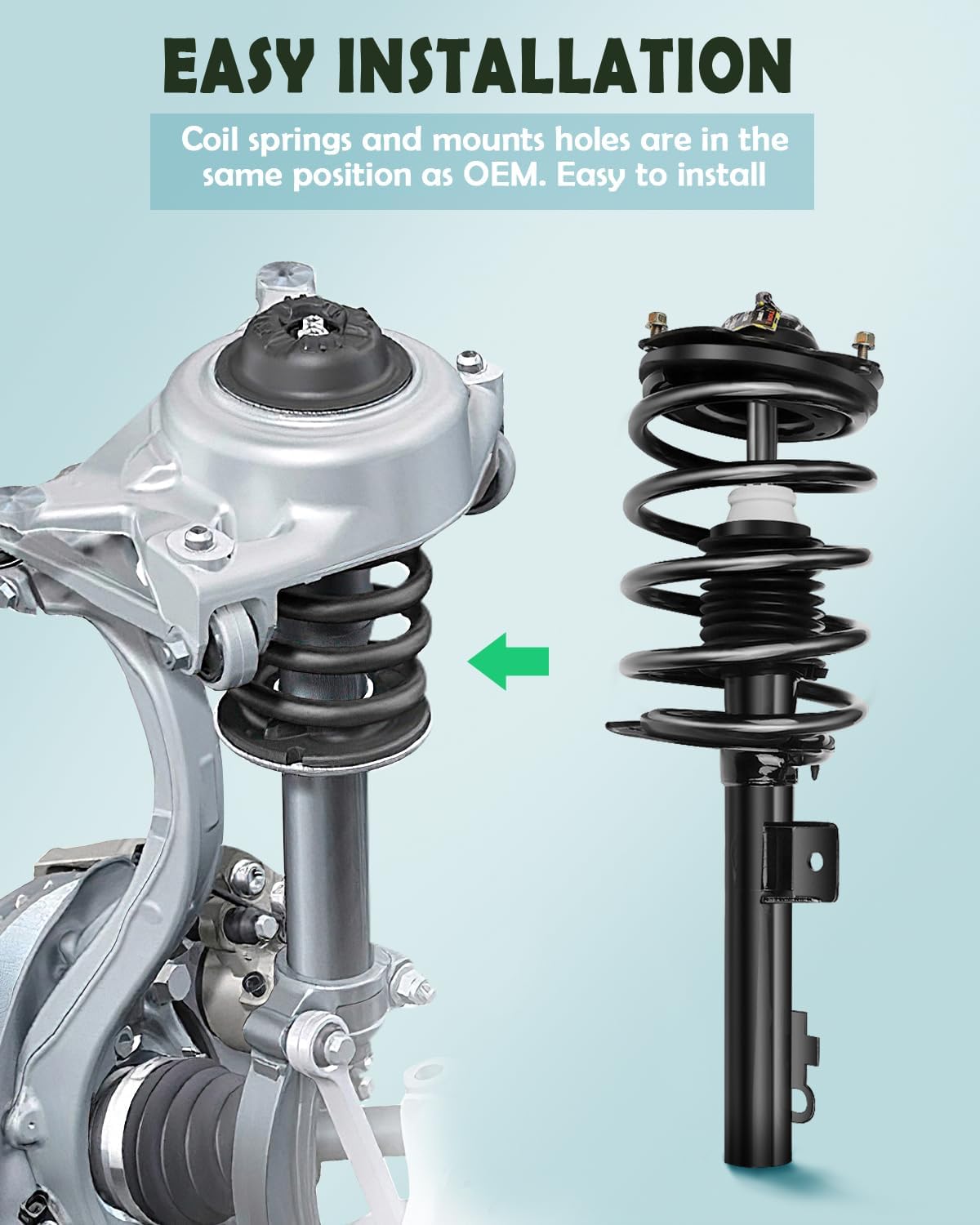 SCITOO Front Shock Absorber Assembly Fit for 1996-2007 for Ford for Taurus, 1996-2005 for Mercury for Sable, Complete Shock and Strut Assembly Kit Fit for 171615 2PCS